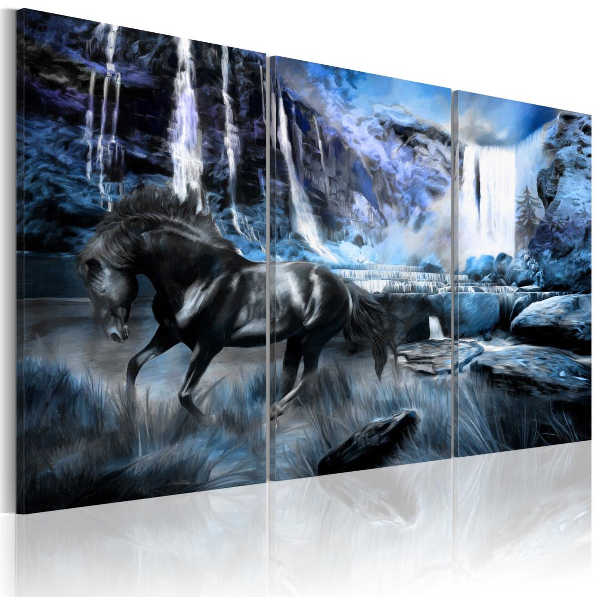 Paris Prix Tableau imprimé  chute d'eau en couleur de saphir. Coloris disponibles : Multicolore