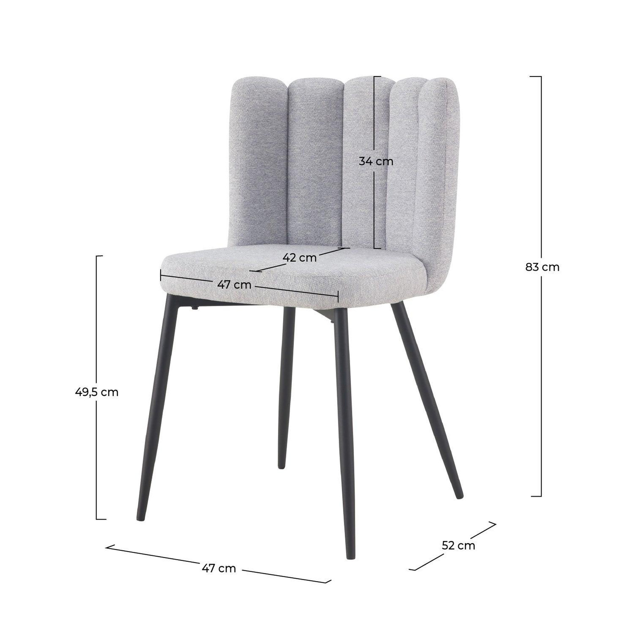 Voir la diapositive 4 : MAISON PAVANE Lot de 2 chaises en tissu gris et pieds en métal noir-rosy