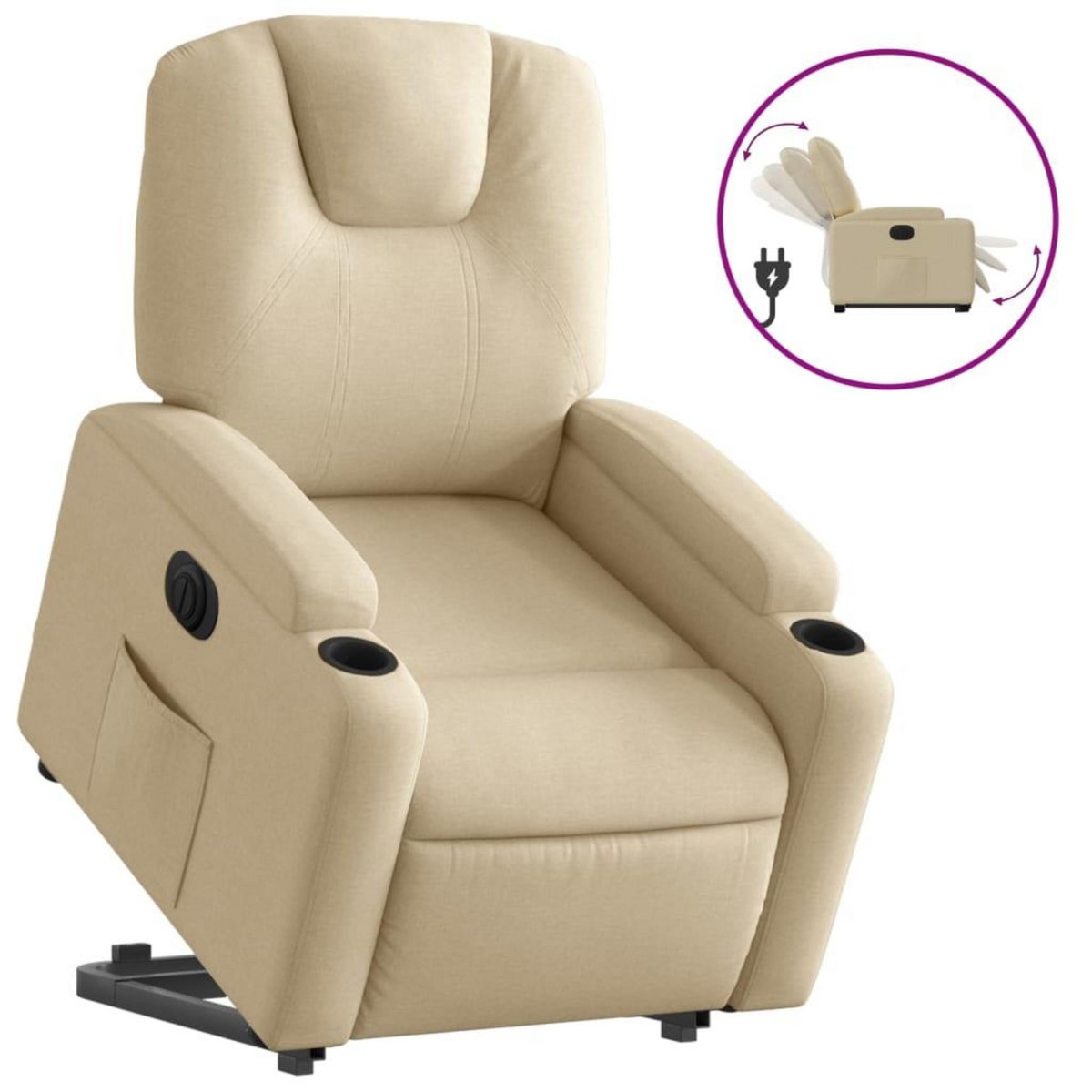 VIDAXL Fauteuil inclinable electrique creme tissu