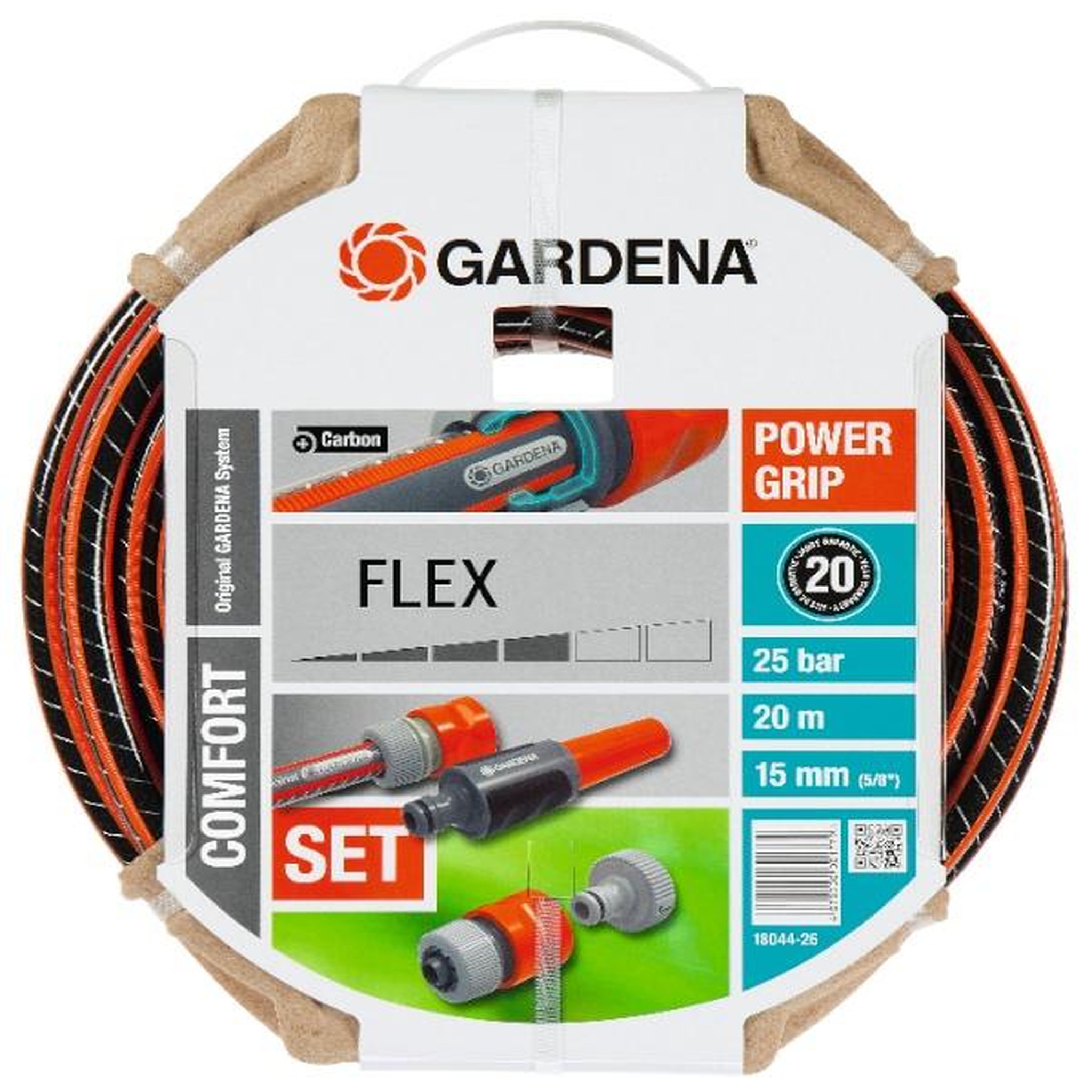 Gardena Tuyau d'arrosage Flex Ø 15 mm - 20 m + lance et raccords