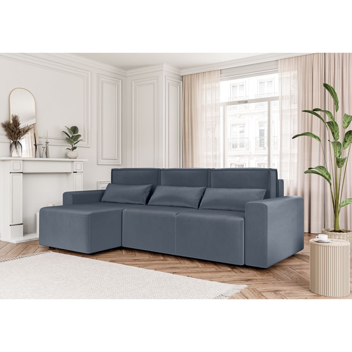 Canapé d'angle convertible et réversible velours  JOY