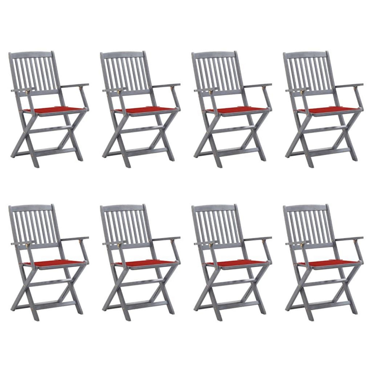 VIDAXL Chaises pliables d'exterieur lot de 8 et coussins Bois d'acacia