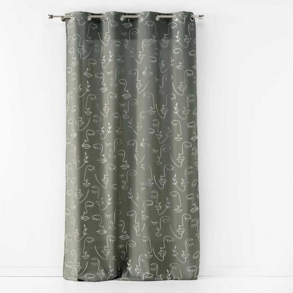 Paris Prix Rideau à Œillets  Arty Line  140x260cm Kaki & Argent