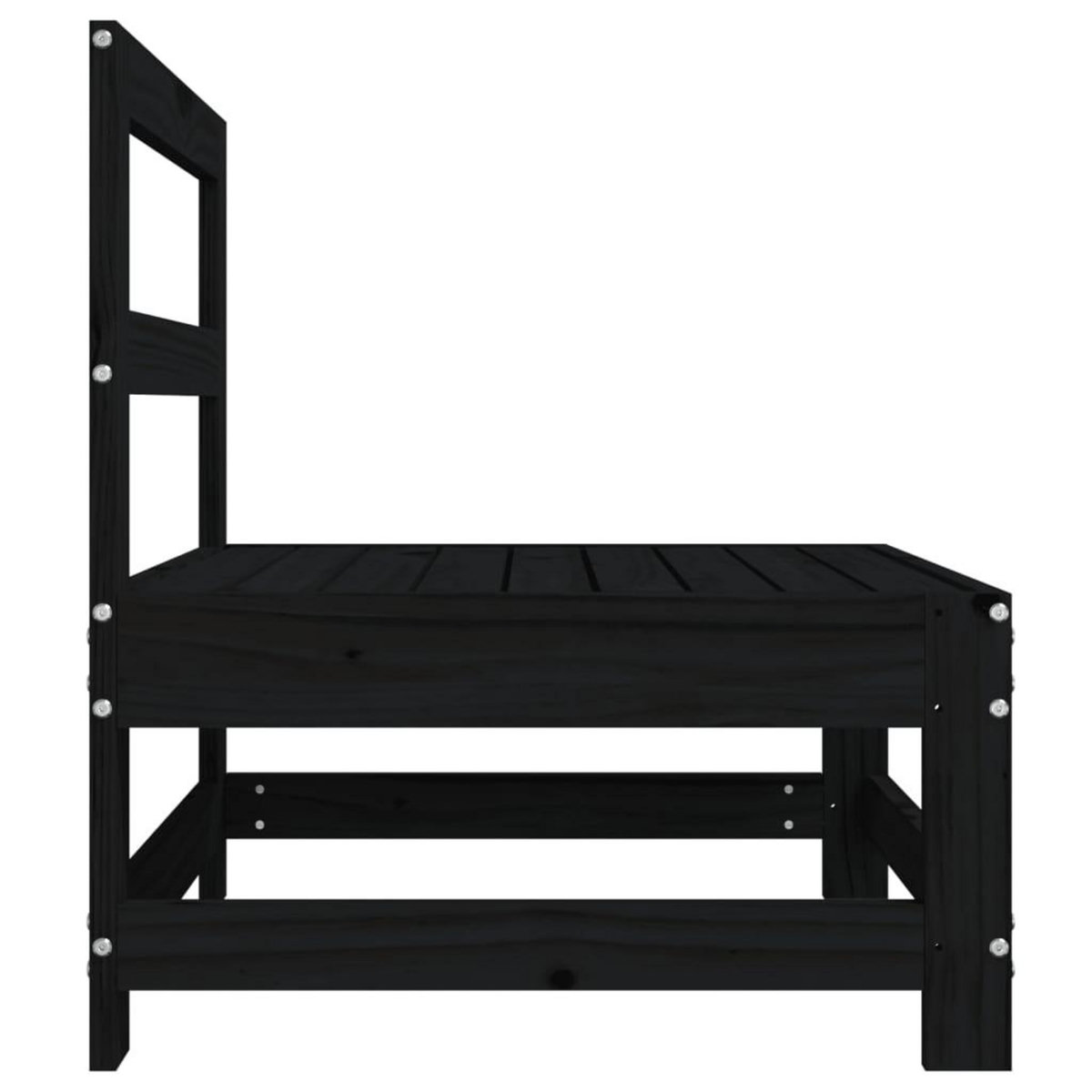 VIDAXL Canape central de jardin noir bois de pin massif