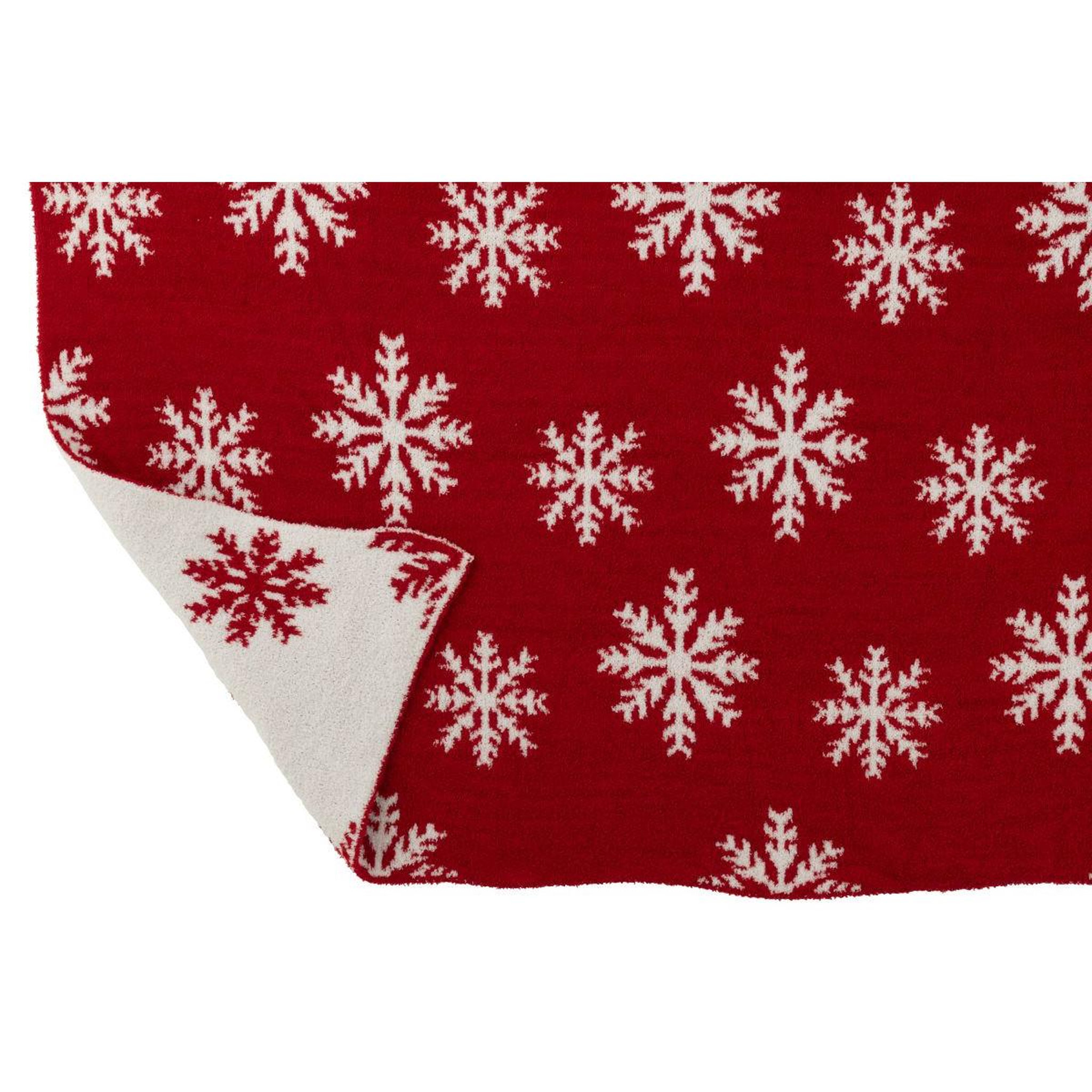 Voir la diapositive 5 : J-LINE Plaid imprimé  flocons  130x170cm rouge & blanc