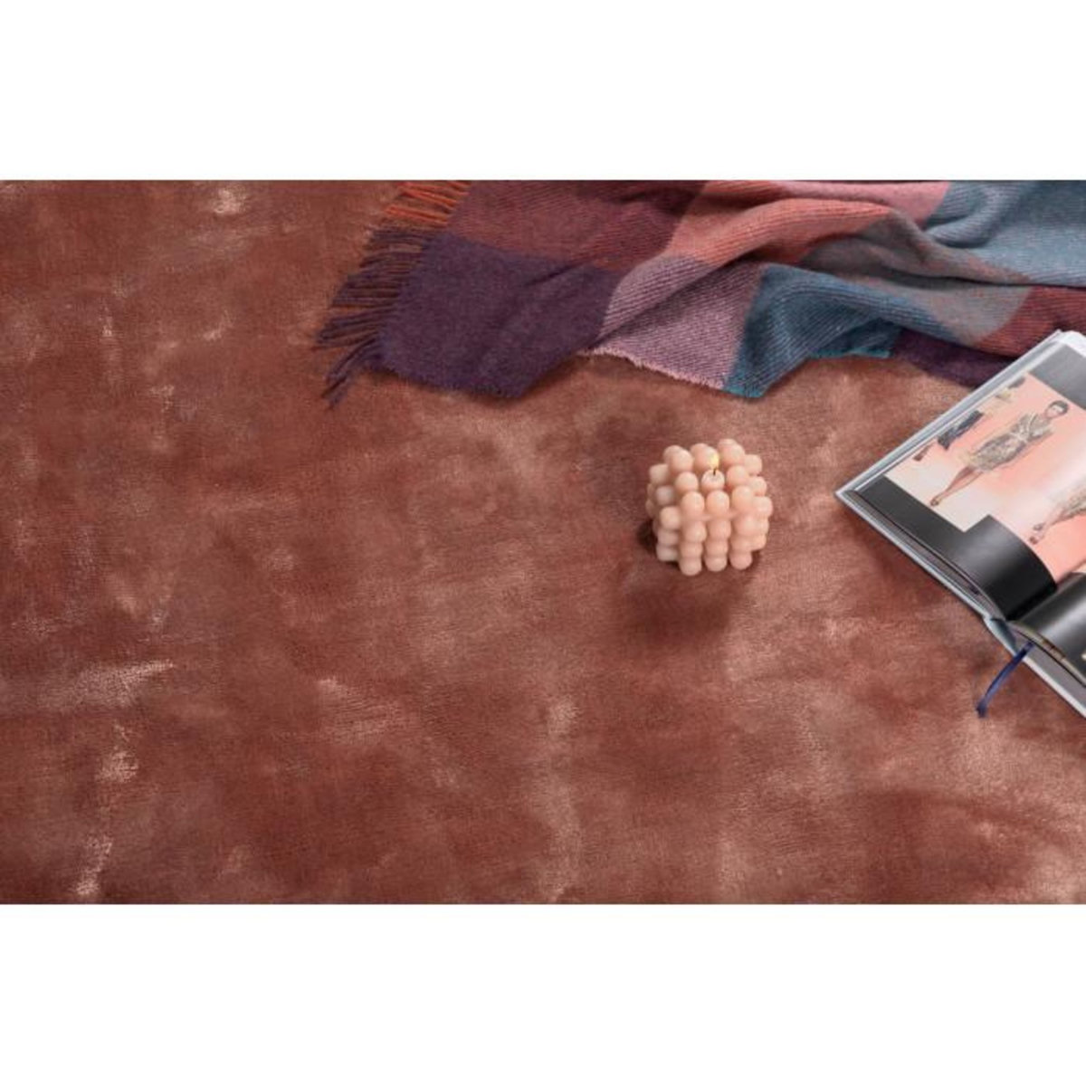 Paris Prix Tapis Déco Rond  Indra  200cm Rose Poudré