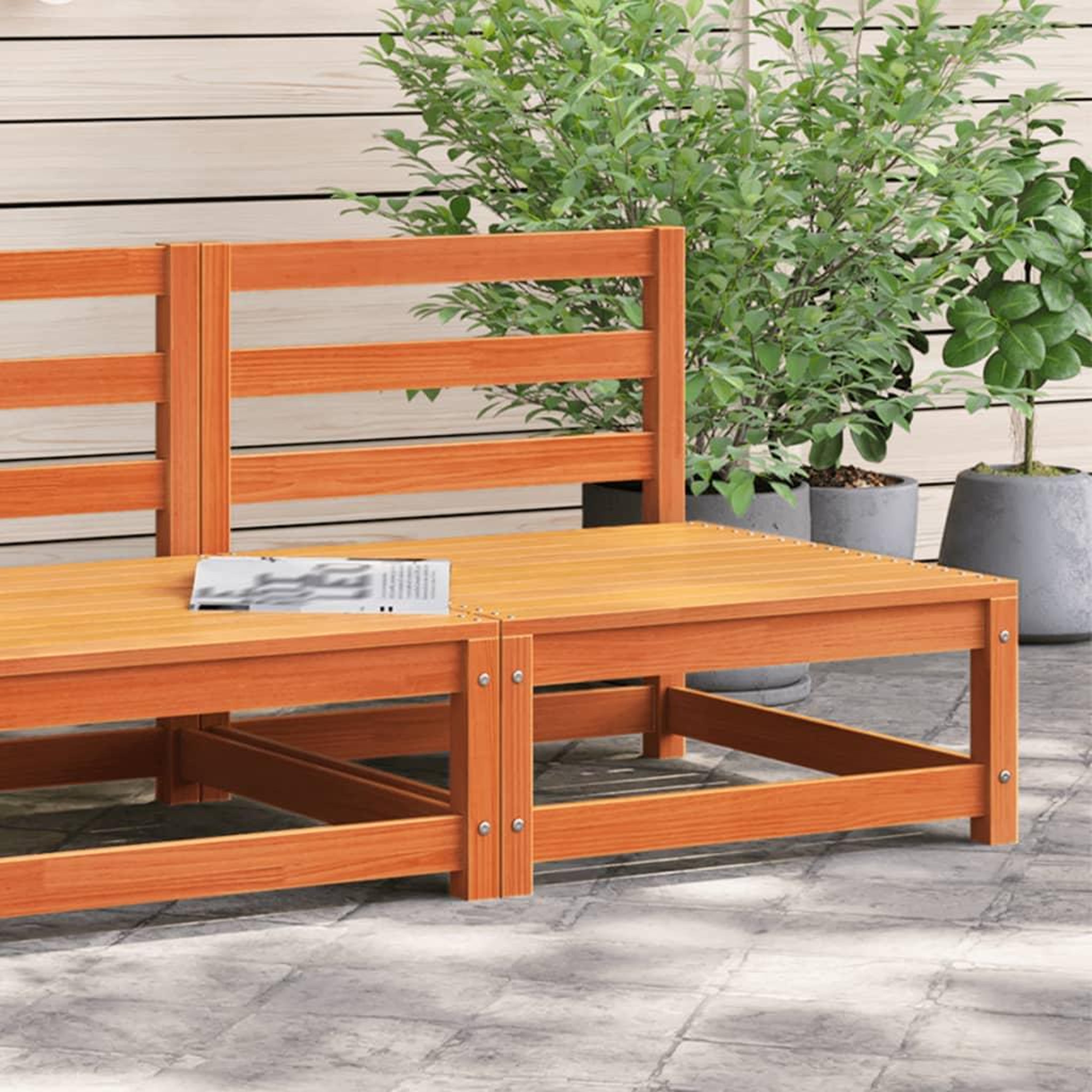 VIDAXL Canape de jardin sans accoudoirs cire marron bois de pin massif