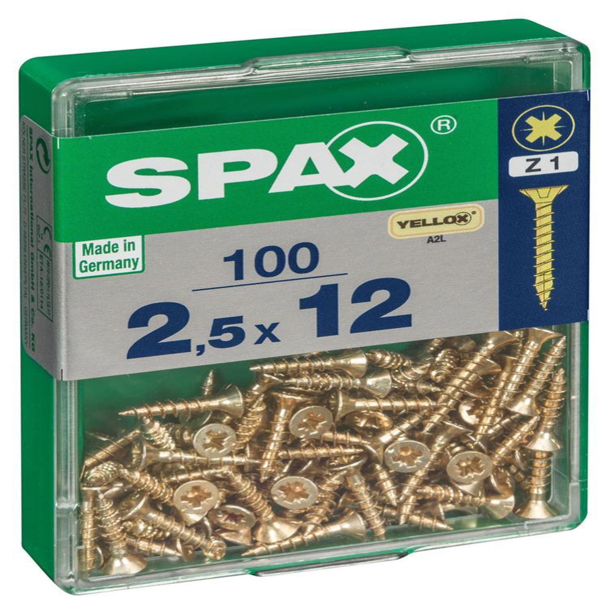 CENTRALE BRICO Lot de 100 vis acier tête fraisée pozidriv SPAX, Diam.2.5 mm x L.12 mm
