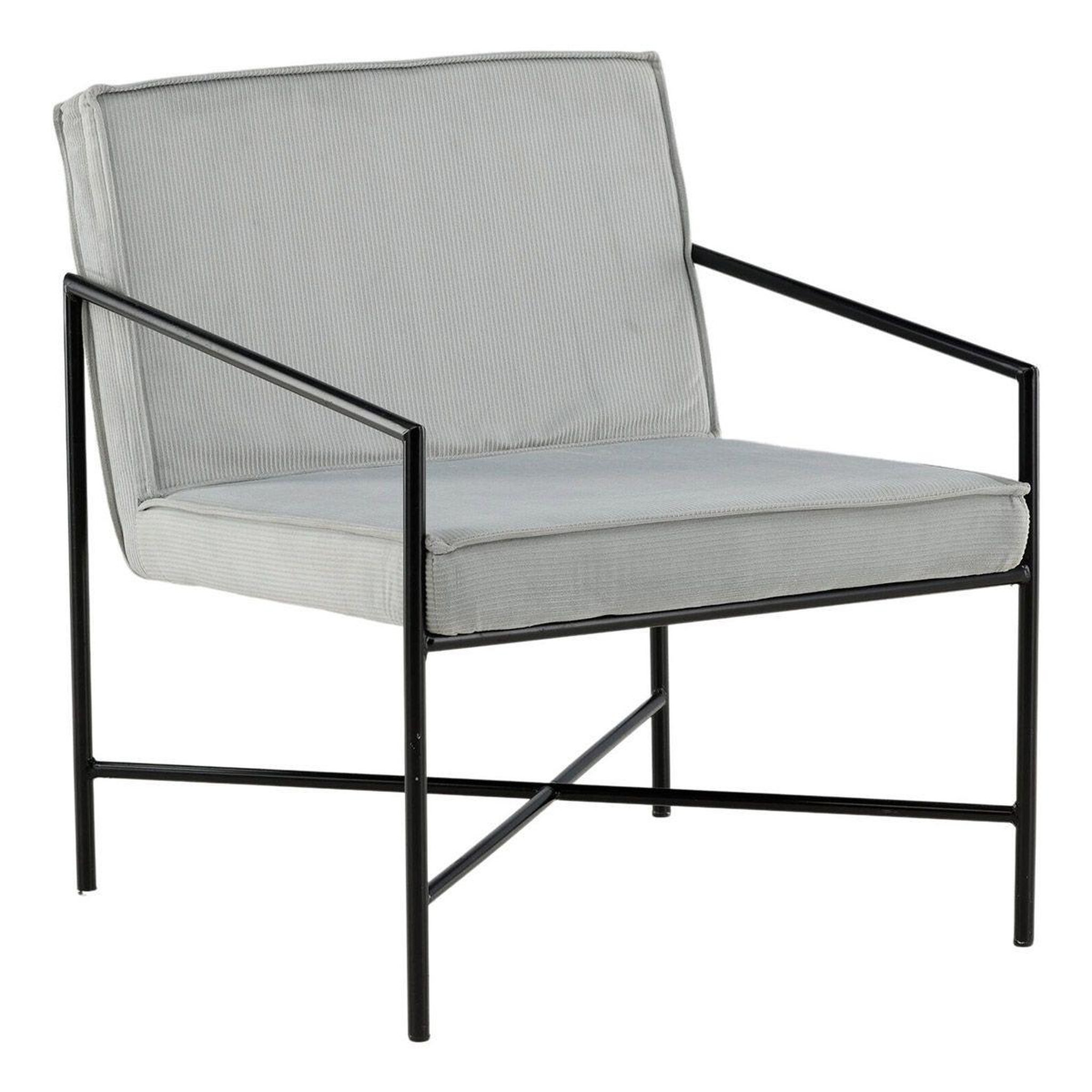 Paris Prix Fauteuil design velours côtelé  rakel  78cm gris