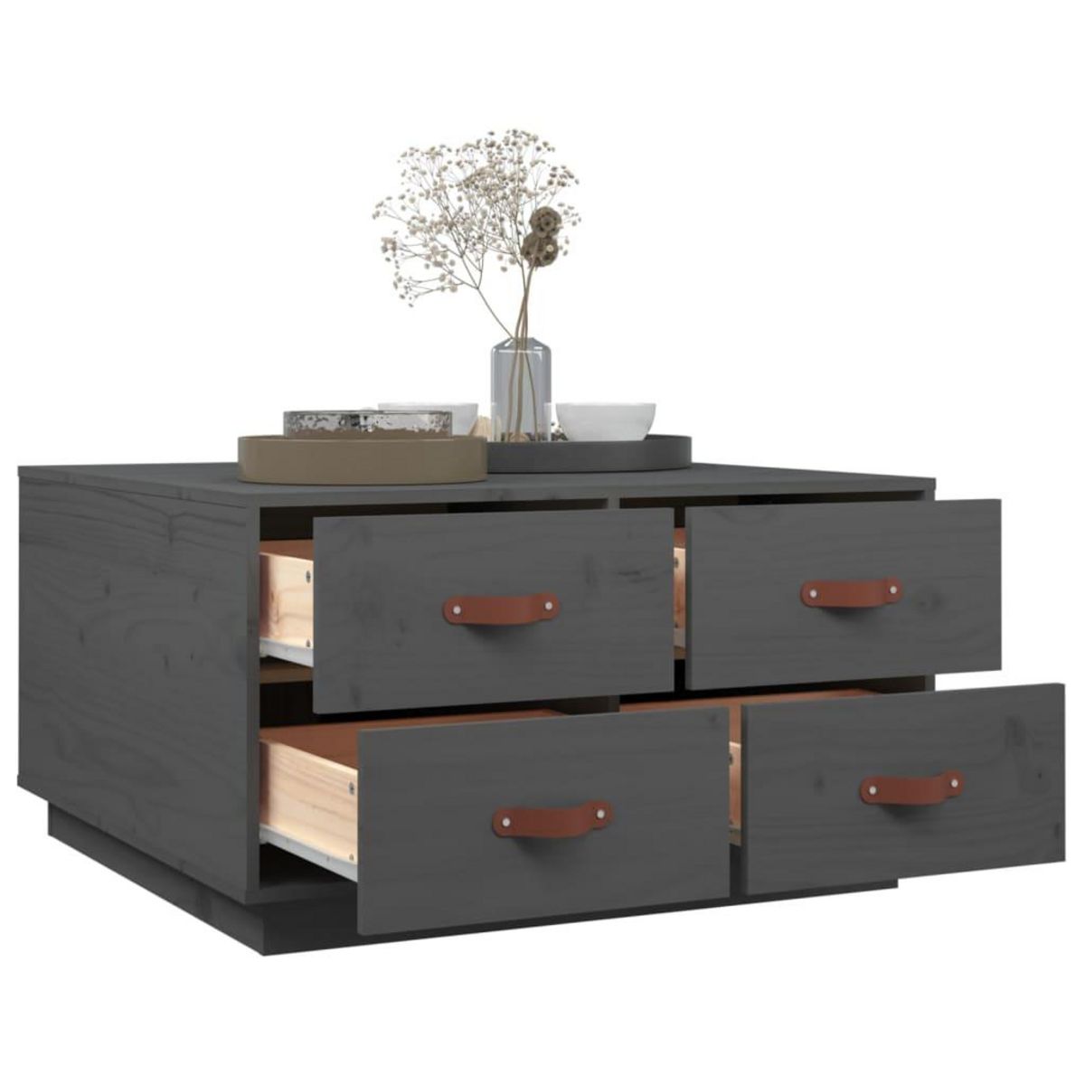 VIDAXL Table basse Gris 80x80x45 cm Bois massif de pin