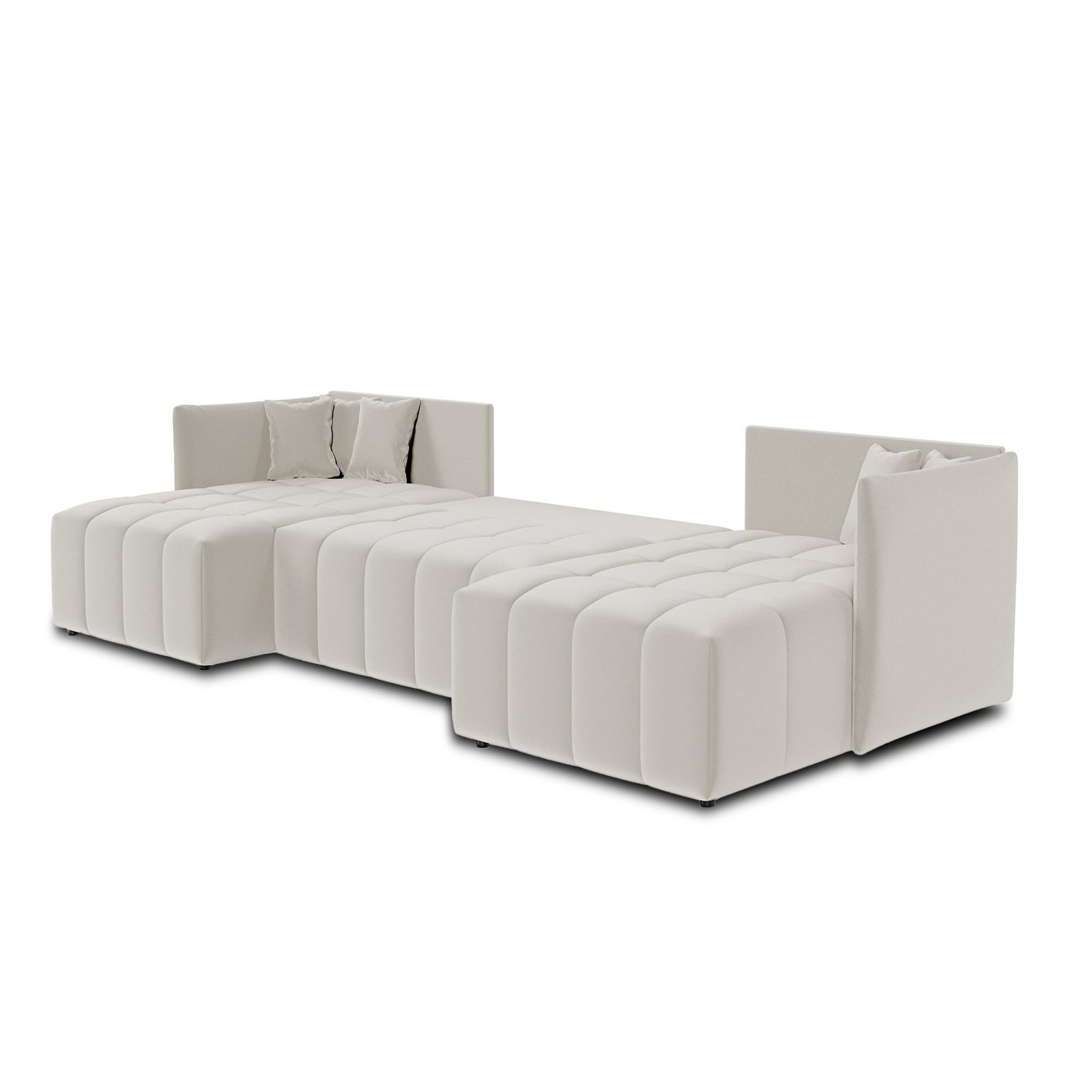 Voir la diapositive 2 : BEST MOBILIER Petra - canapé panoramique en u - 7 places - convertible - avec coffre - en velours