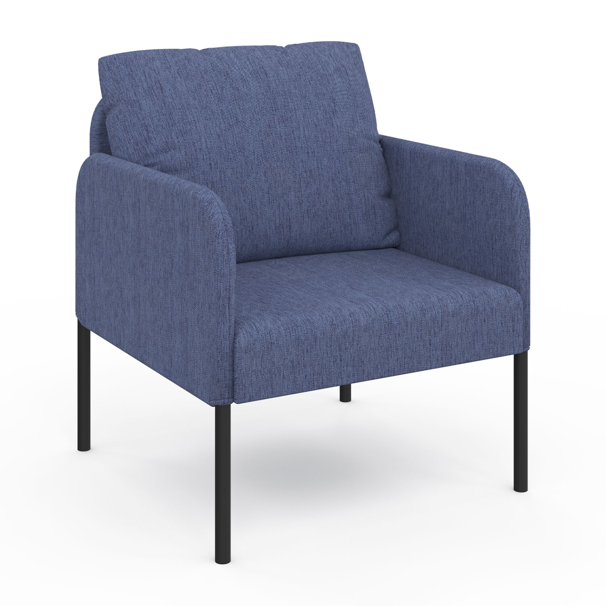ID MARKET Fauteuil AUGUSTE tissu bleu pieds métal noir
