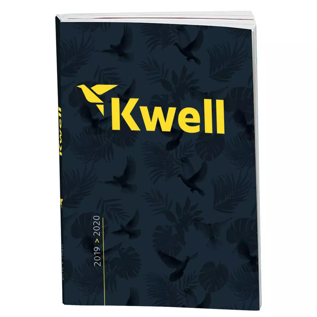 kwell  Agenda scolaire journalier 12x17cm - couverture souple - gris imprimé oiseaux 2019-2020