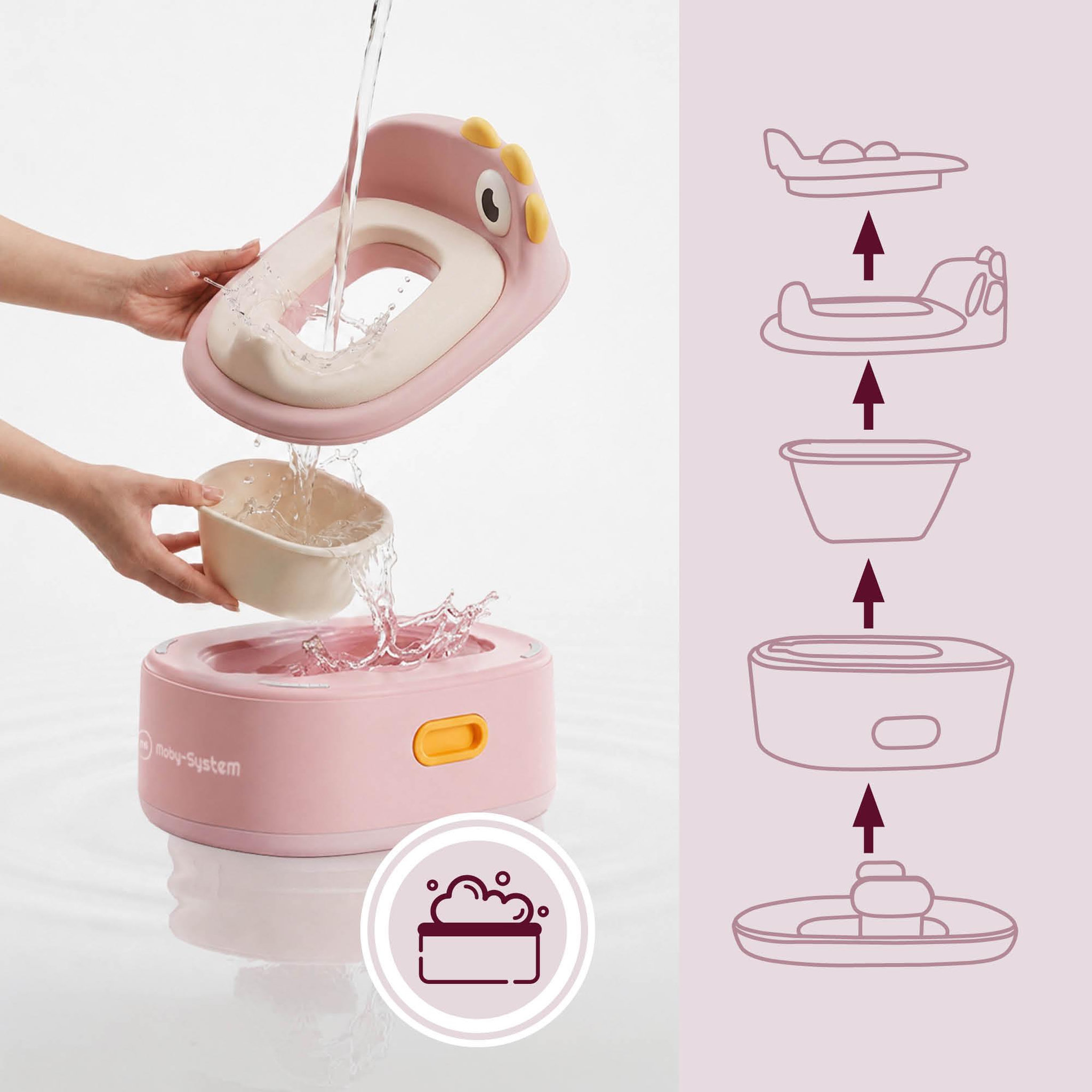 Voir la diapositive 5 : MOBY SYSTEM Pot Évolutif 3 en 1 Réducteur Toilet Marchepied avec Désign Poussin, Rose - Moby-System
