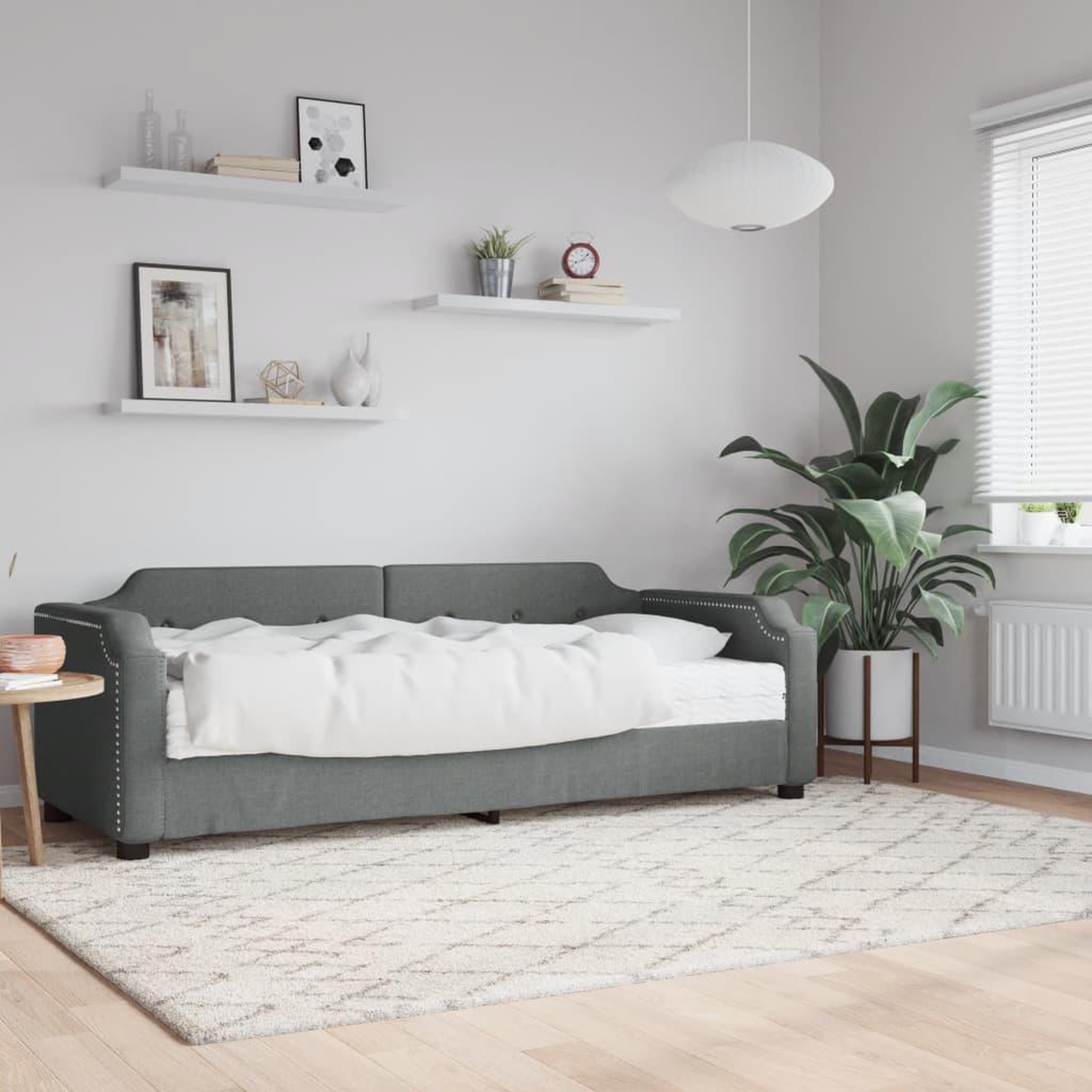 VIDAXL Lit de jour avec matelas gris fonce 90x190 cm tissu