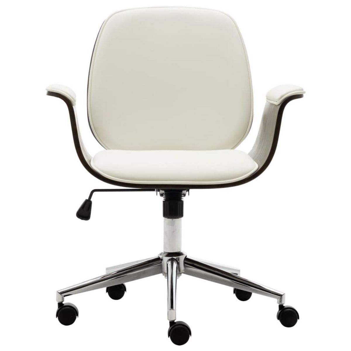 VIDAXL Chaise de bureau Blanc Bois courbe et similicuir