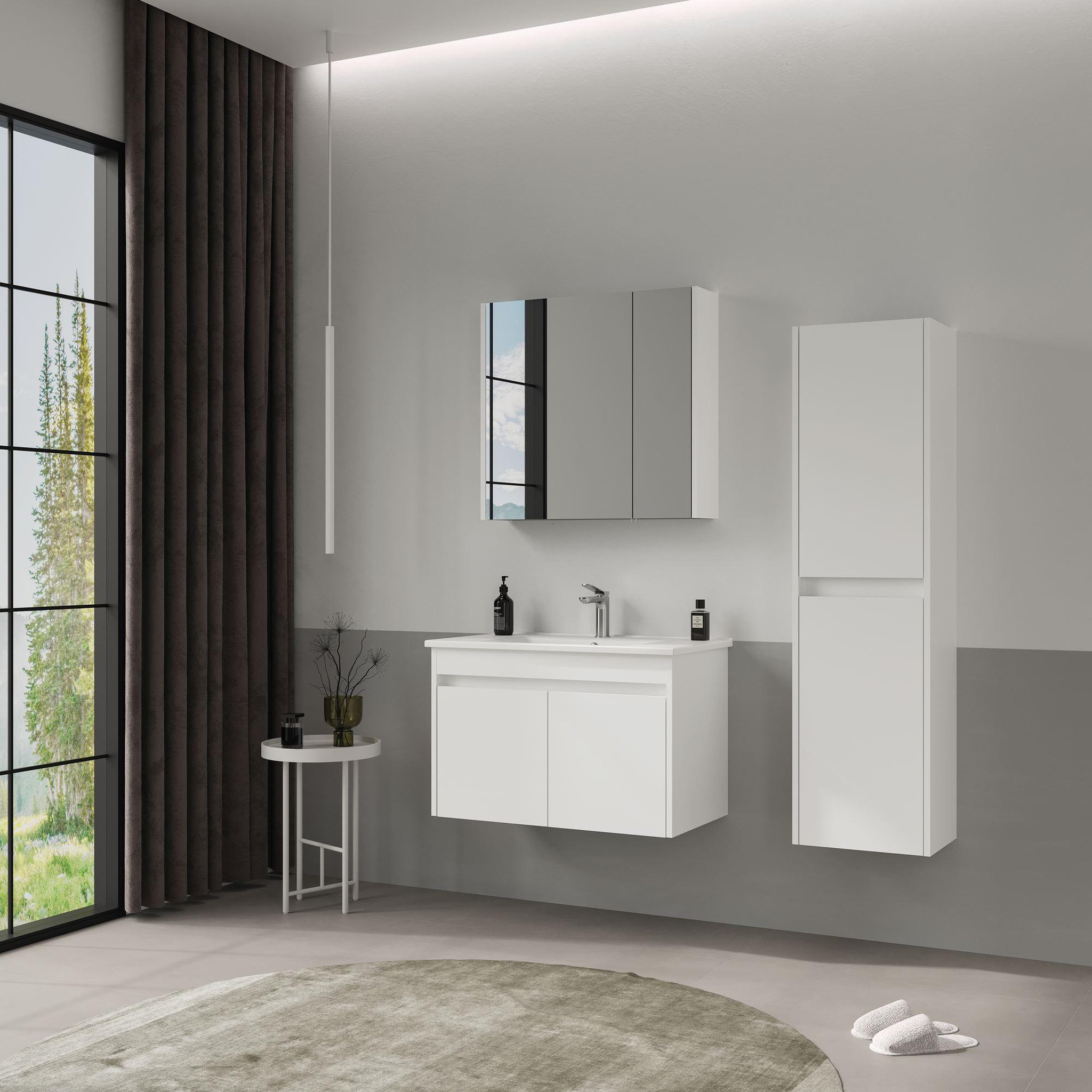 Voir la diapositive 3 : Habitat et Jardin Armoire de Salle de Bain  Side 40  - 40 x 27 x 138 cm - Matte White