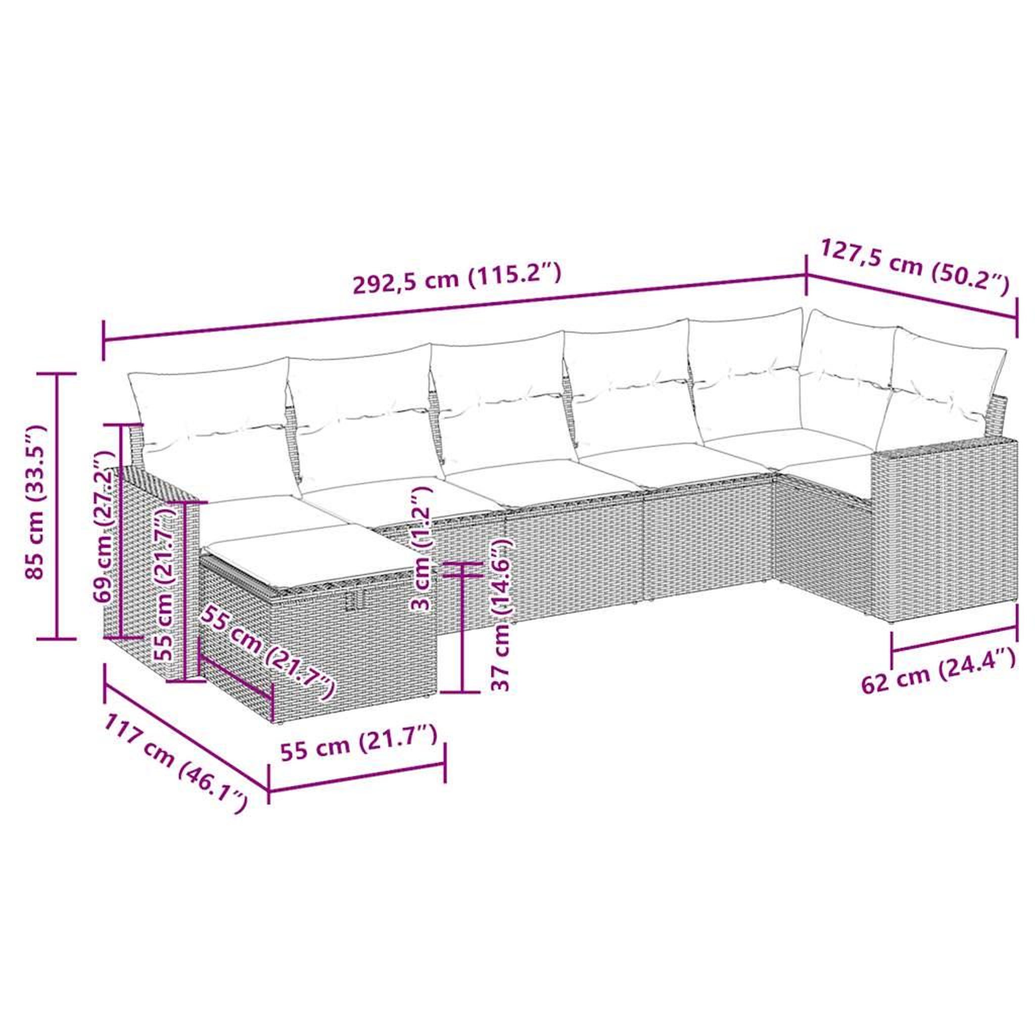 Voir la diapositive 6 : VIDAXL Salon de jardin 7 pcs avec coussins noir resine tressee