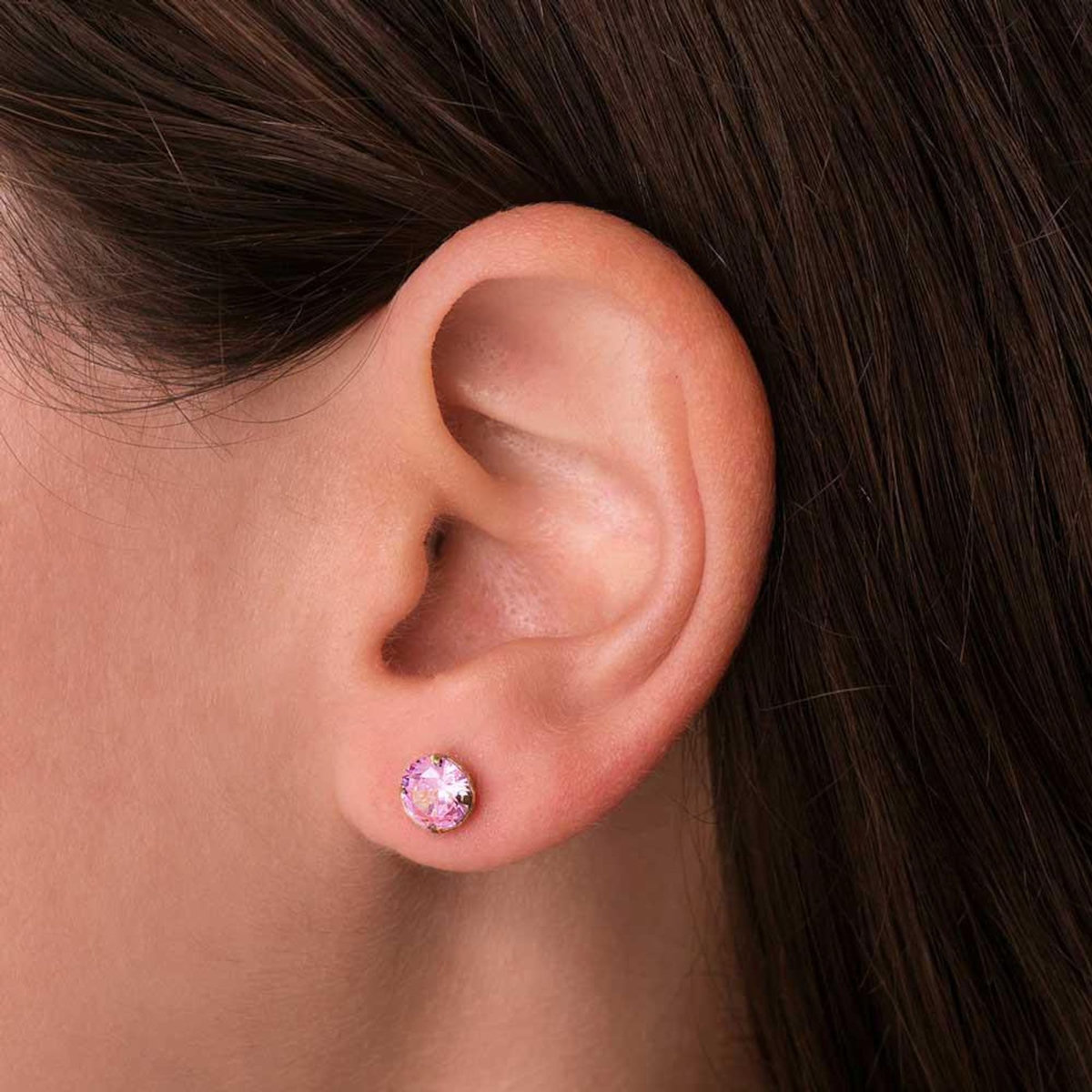 L'ATELIER D'AZUR Boucles d'Oreilles Or 18 Carats 750 Jaune - Zirconiums Roses