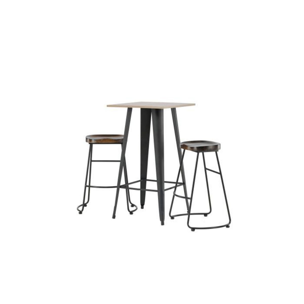 Paris Prix Ensemble Table de Bar & 2 Tabourets  Tempe & Ozark  105cm Noyer & Noir