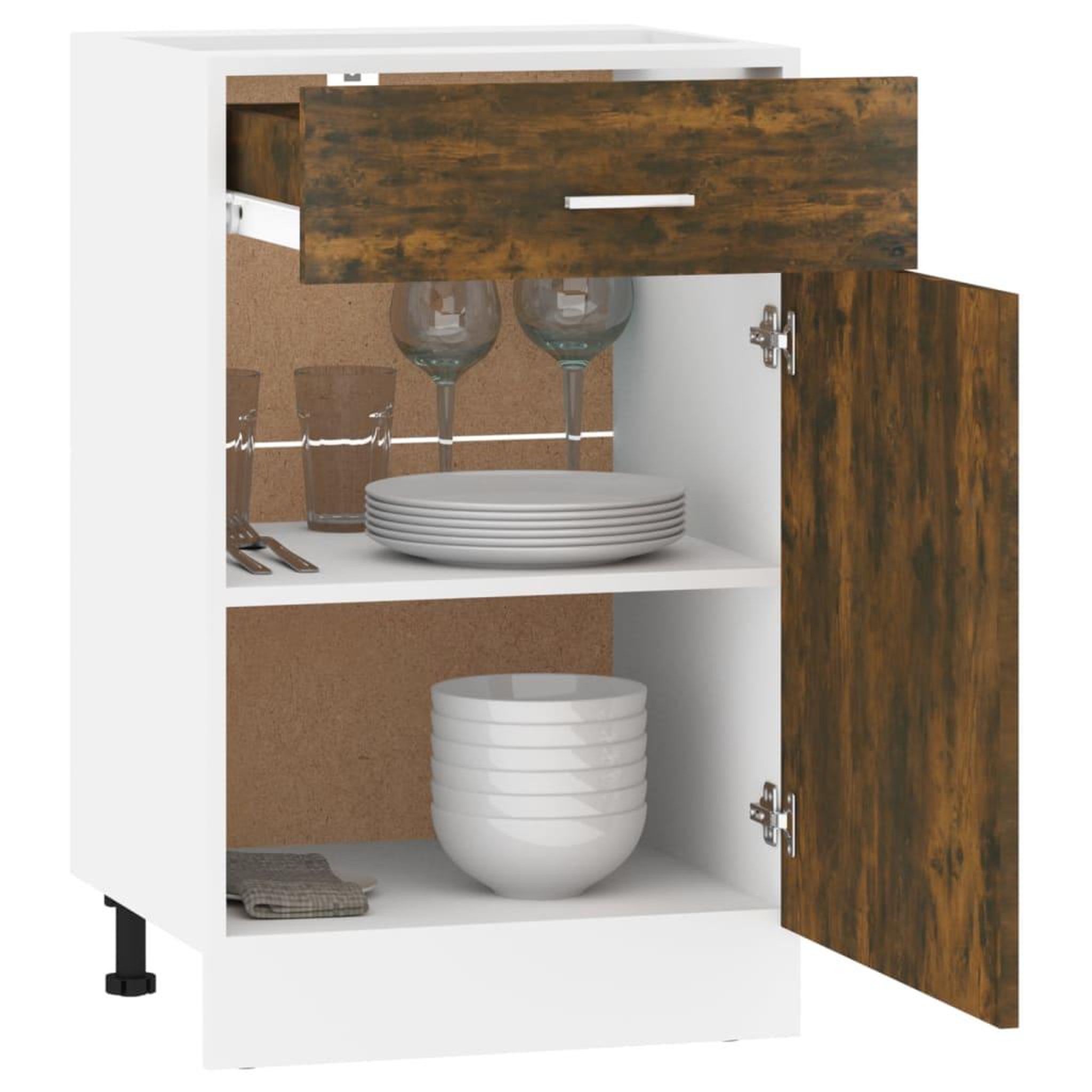 Voir la diapositive 4 : VIDAXL Armoire de plancher a tiroir Chene fume 50x46x81,5 cm Bois