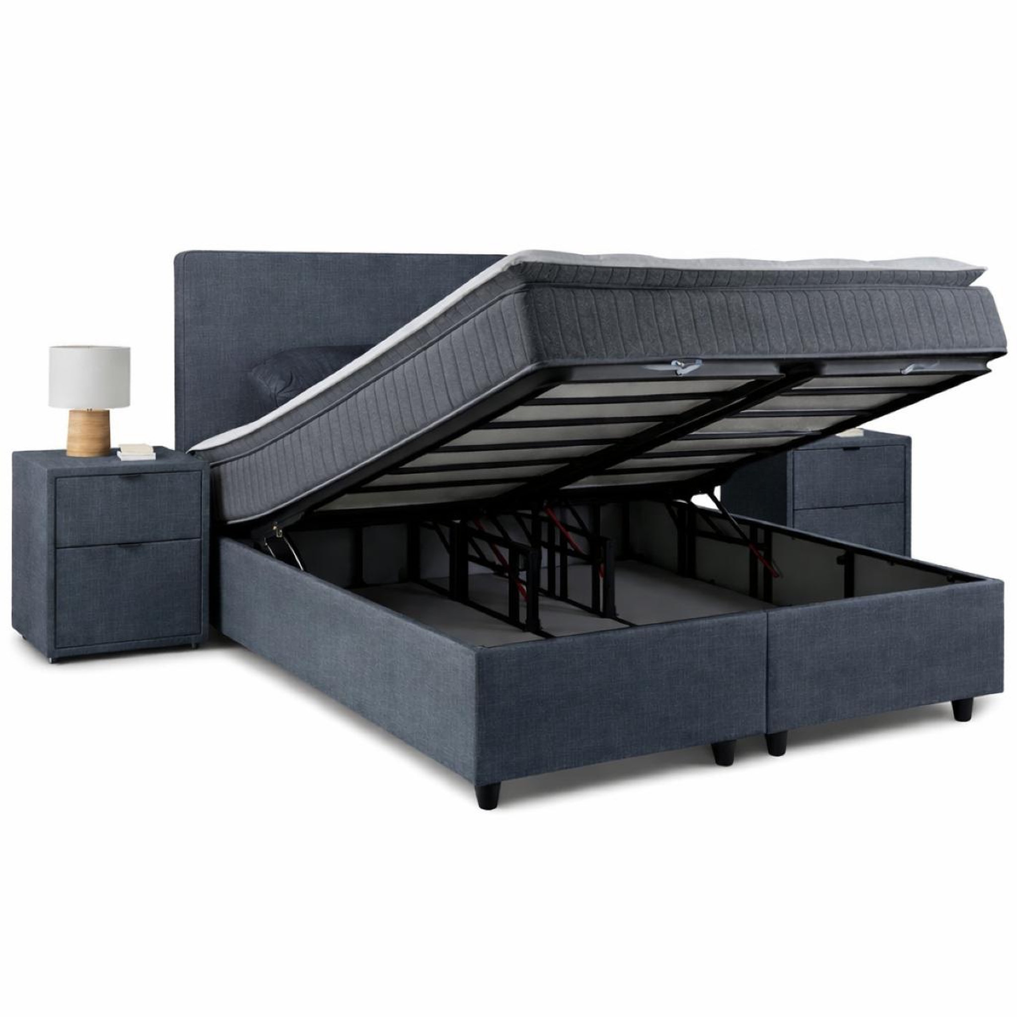 Voir la diapositive 5 : JLC KREATION Lit coffre 180cm en tissu + matelas + surmatelas alessandro