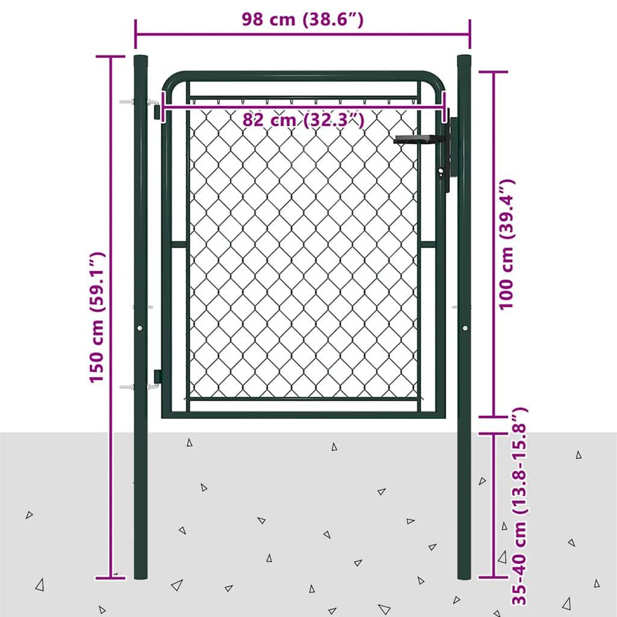 Voir la diapositive 5 : VIDAXL Portail de jardin en acier vert 100x100 cm