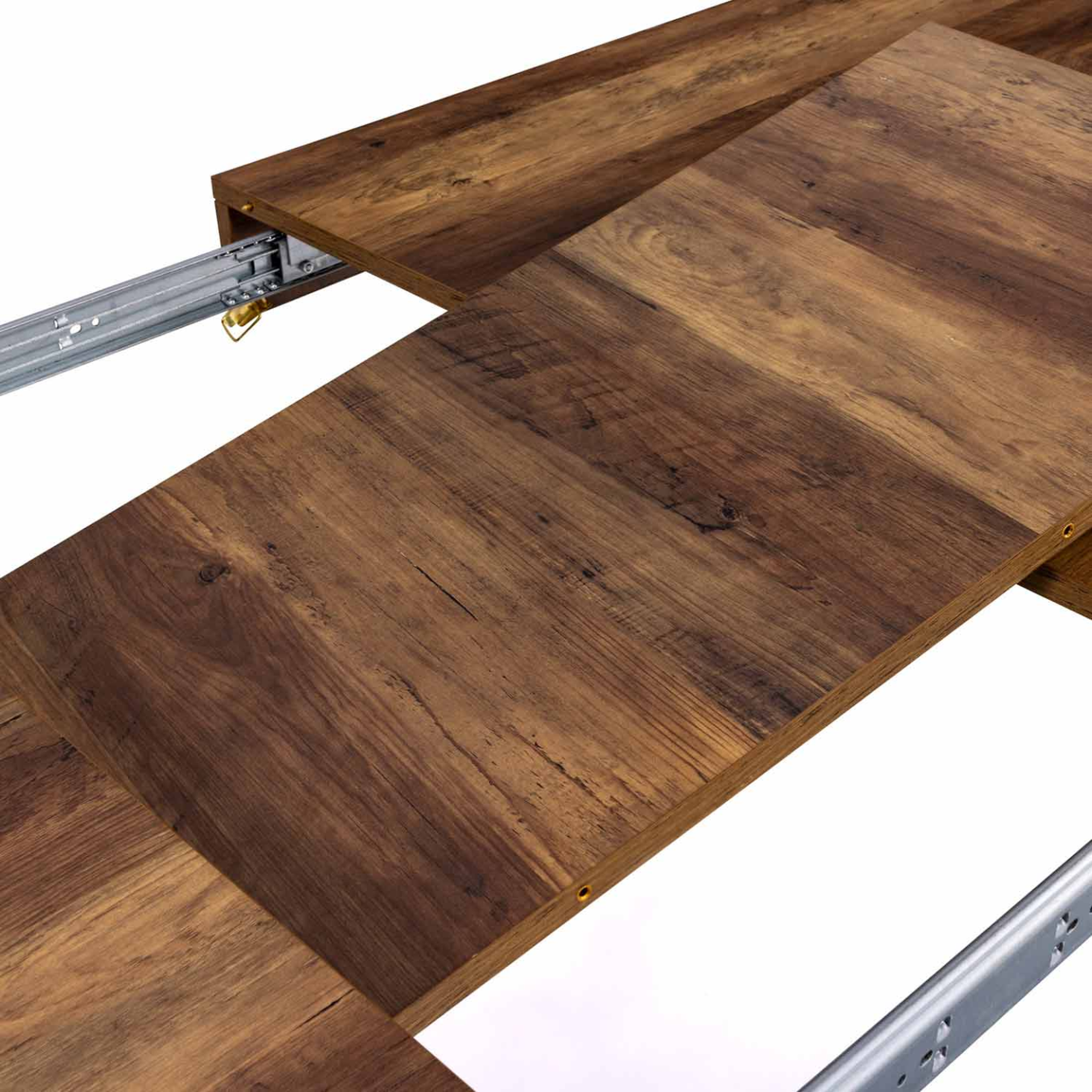 Voir la diapositive 6 : ID MARKET Table à manger extensible rectangle austria 6-10 personnes bois foncé pied épingle noir 160-200 cm
