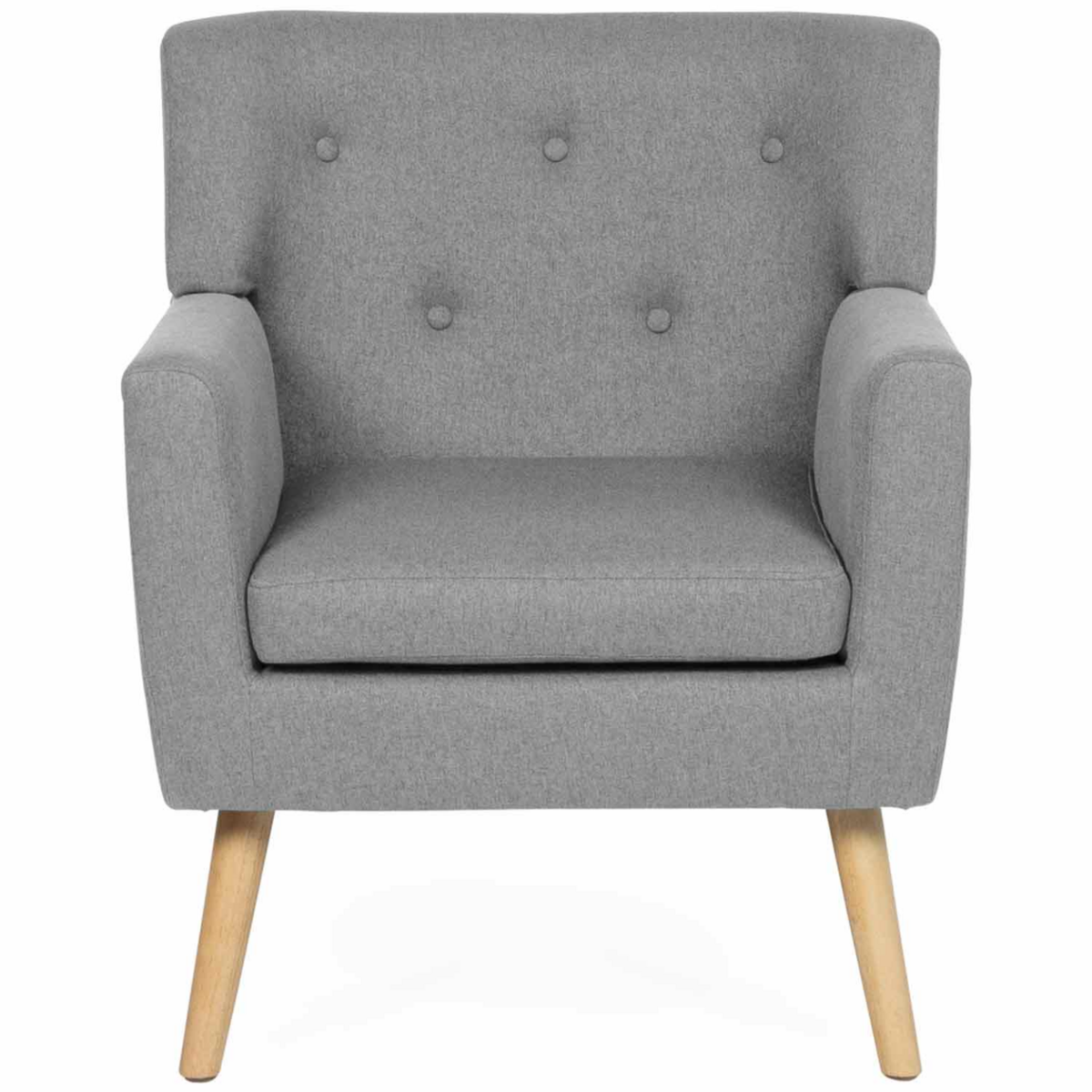 ID MARKET Fauteuil scandinave LIV en tissu gris chiné
