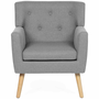 Voir la diapositive 3 : ID MARKET Fauteuil scandinave LIV en tissu gris chiné