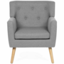Voir la diapositive 3 : ID MARKET Fauteuil scandinave LIV en tissu gris chiné