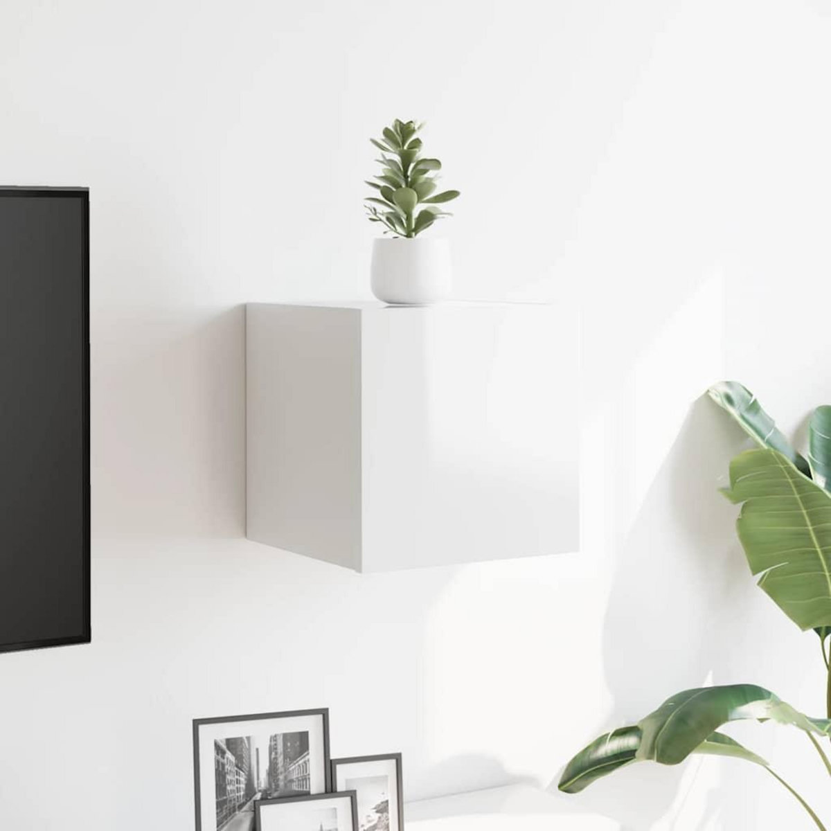 VIDAXL Meuble TV mural Blanc brillant 30,5x30x30 cm