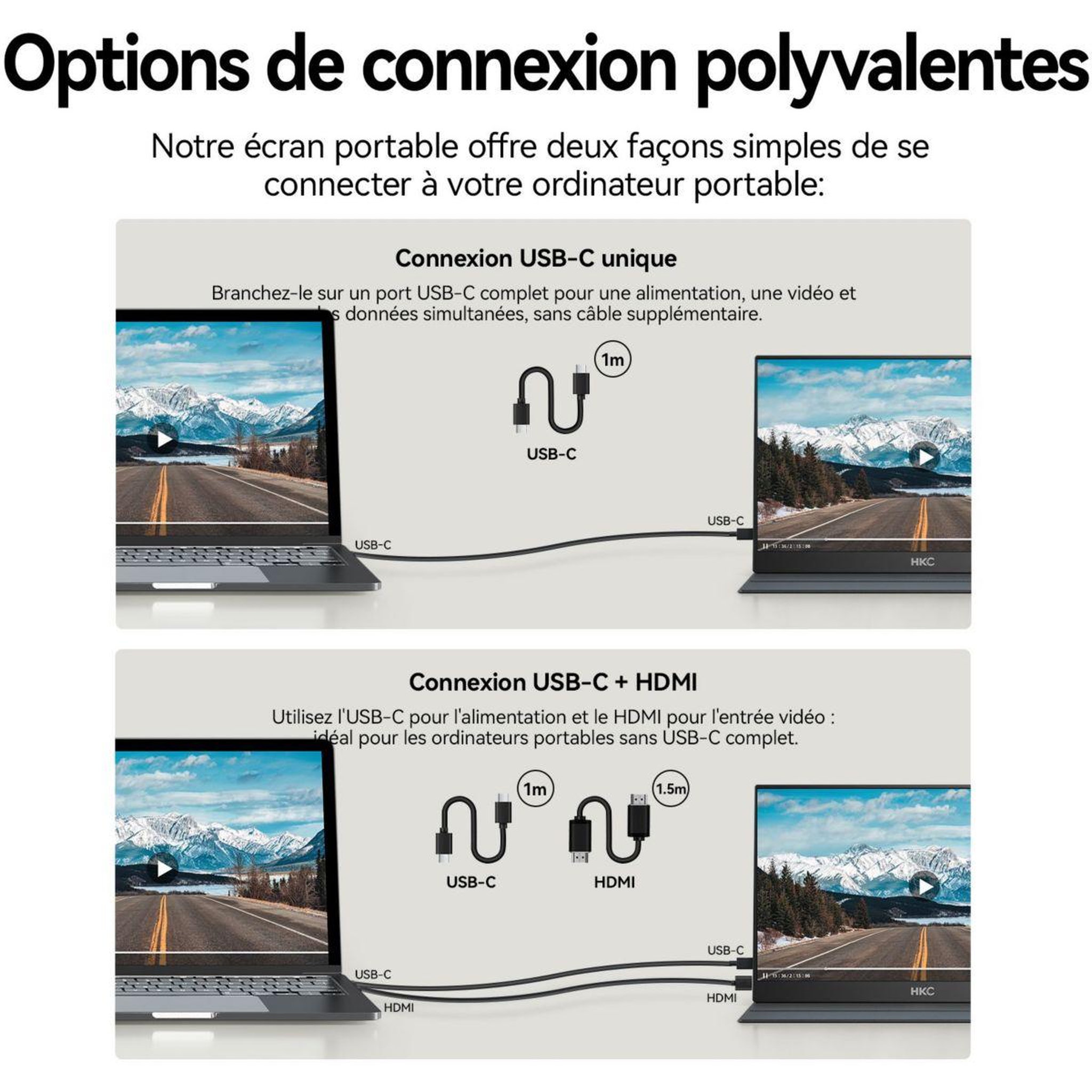 Voir la diapositive 4 : HKC Ecran pc v16 16  ips full hd usb-c cover avec support intégré