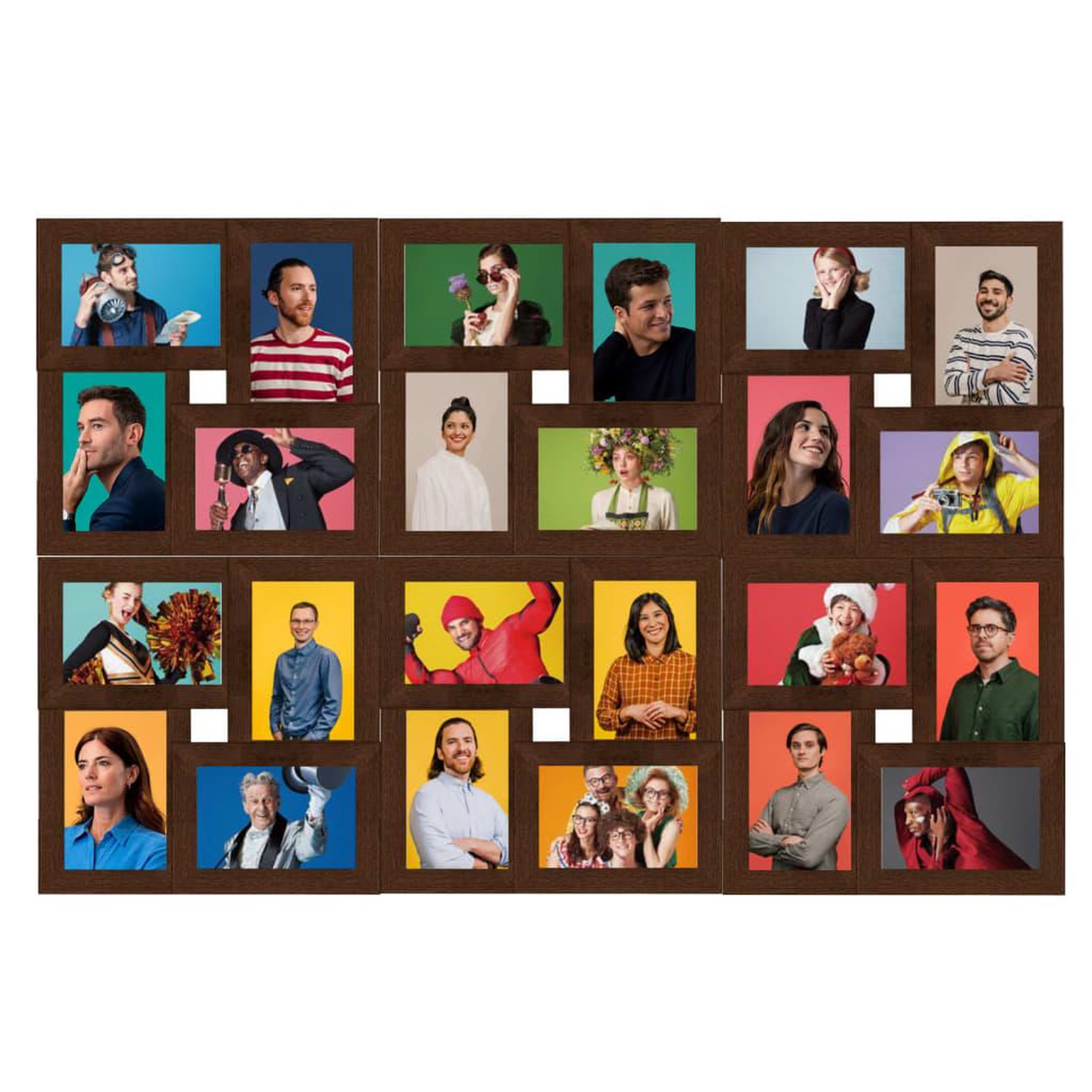 Voir la diapositive 2 : VIDAXL Collage de cadres photo de photo 24x(13x18 cm) Marron fonce MDF