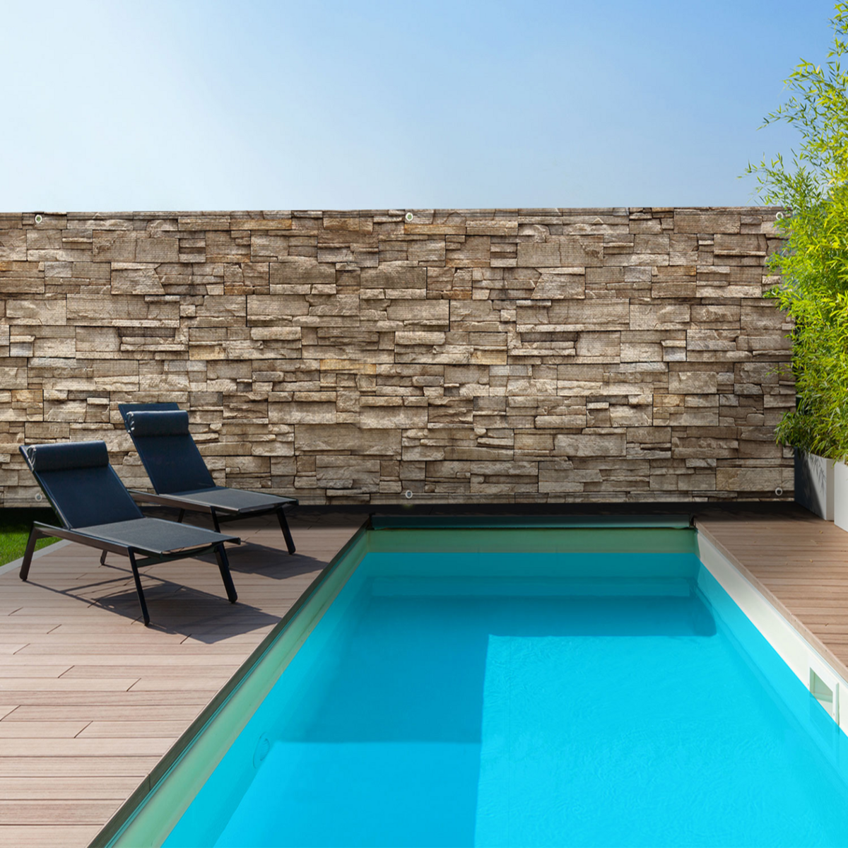 ID MARKET Brise vue occultant 1,2 x 10 M motif pierre marron 160 gr/m²