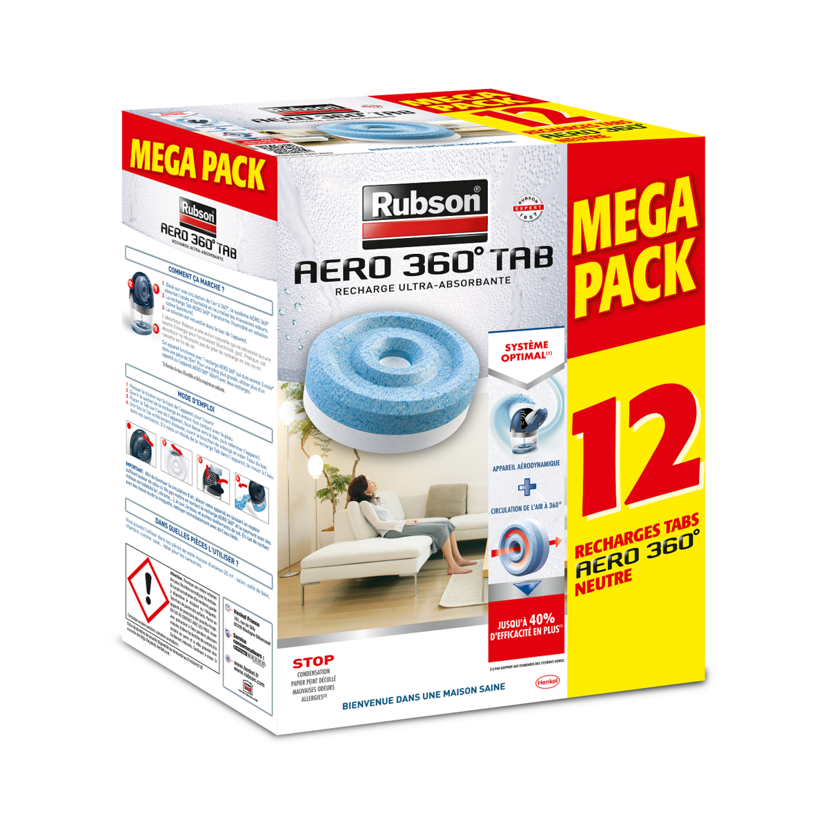 RUBSON Lot de 12 recharges AERO 360 Neutre 