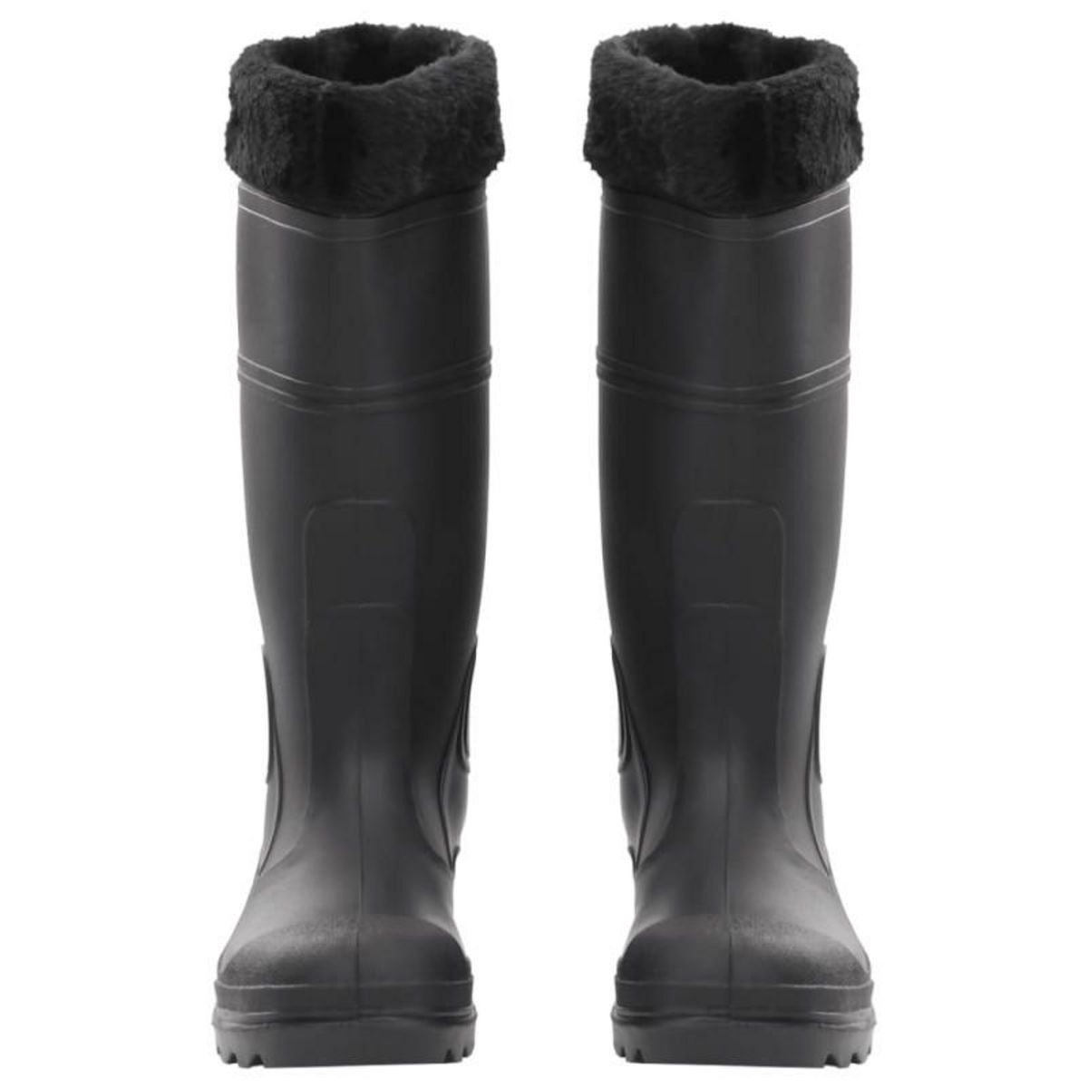 VIDAXL Bottes de pluie avec chaussettes amovibles noir taille 39 PVC