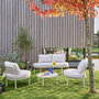 Voir la diapositive 2 : SWEEEK Salon de jardin aluminium et tissu beige 4 places. forme organique. table ronde - Solena