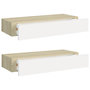 Voir la diapositive 2 : VIDAXL Etageres a tiroir murales 2 pcs Chene et blanc 60x23,5x10cm MDF