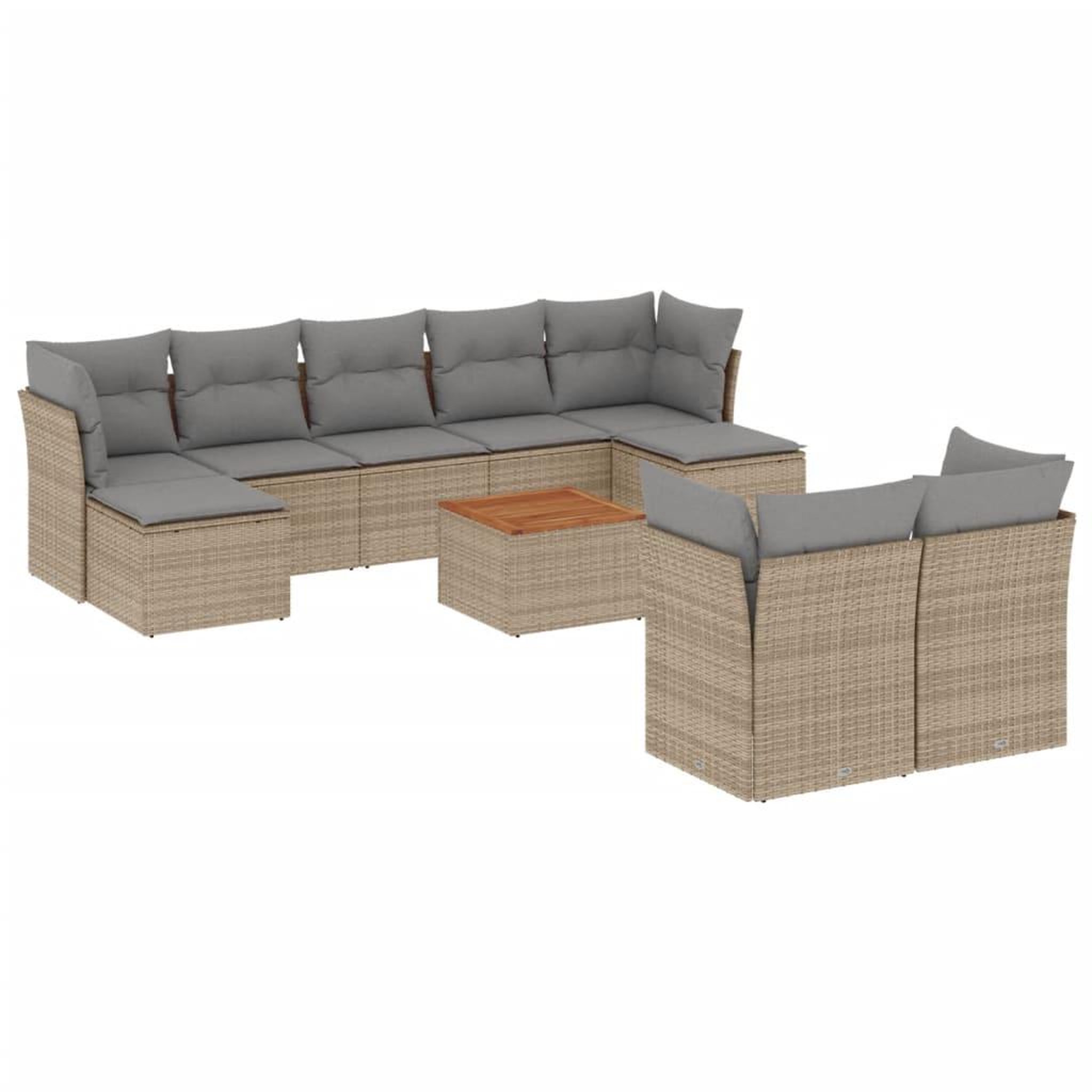 Voir la diapositive 2 : VIDAXL Salon de jardin avec coussins 10 pcs beige resine tressee