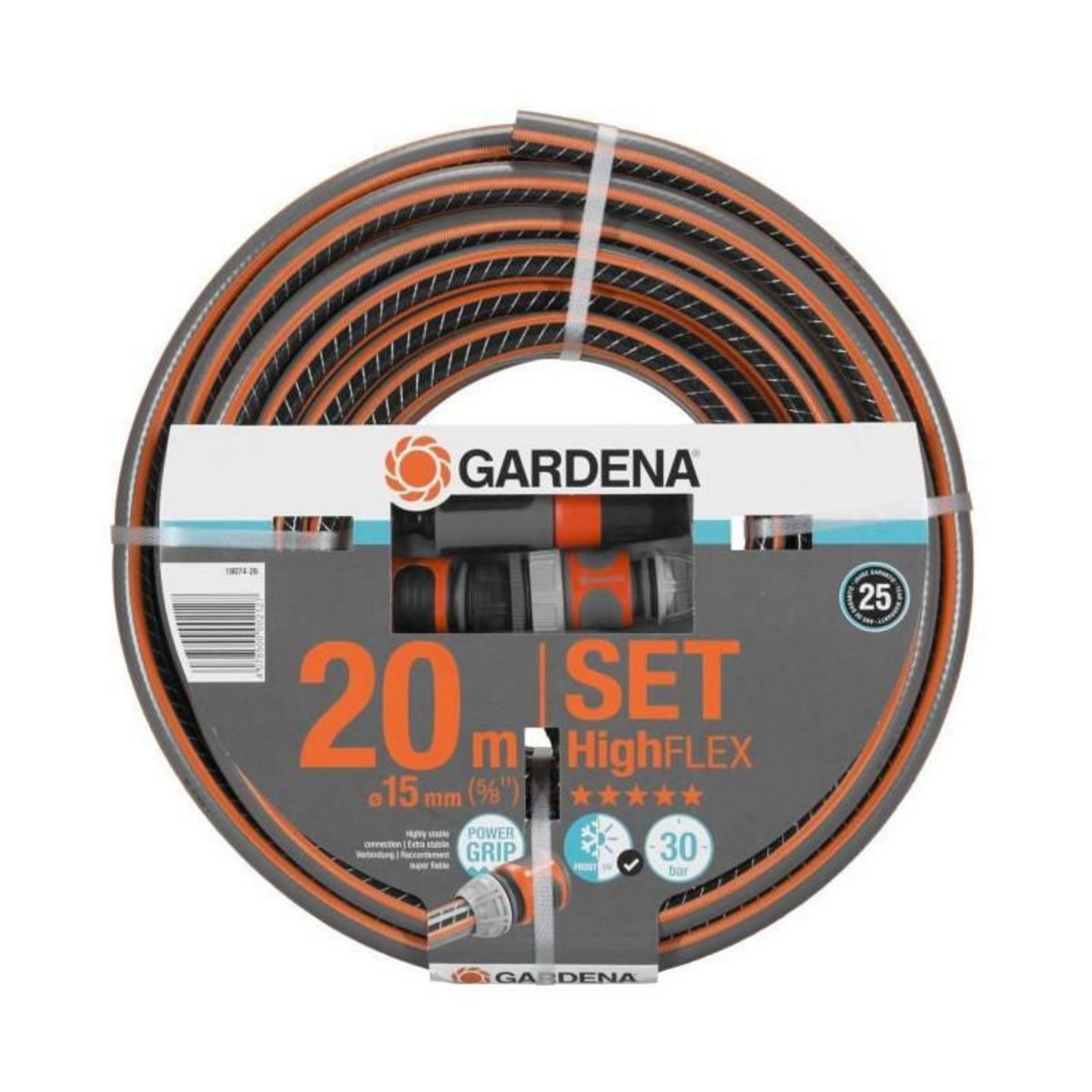 Gardena Tuyau d'arrosage HighFlex Ø 15 mm - 20 m + lance et raccords