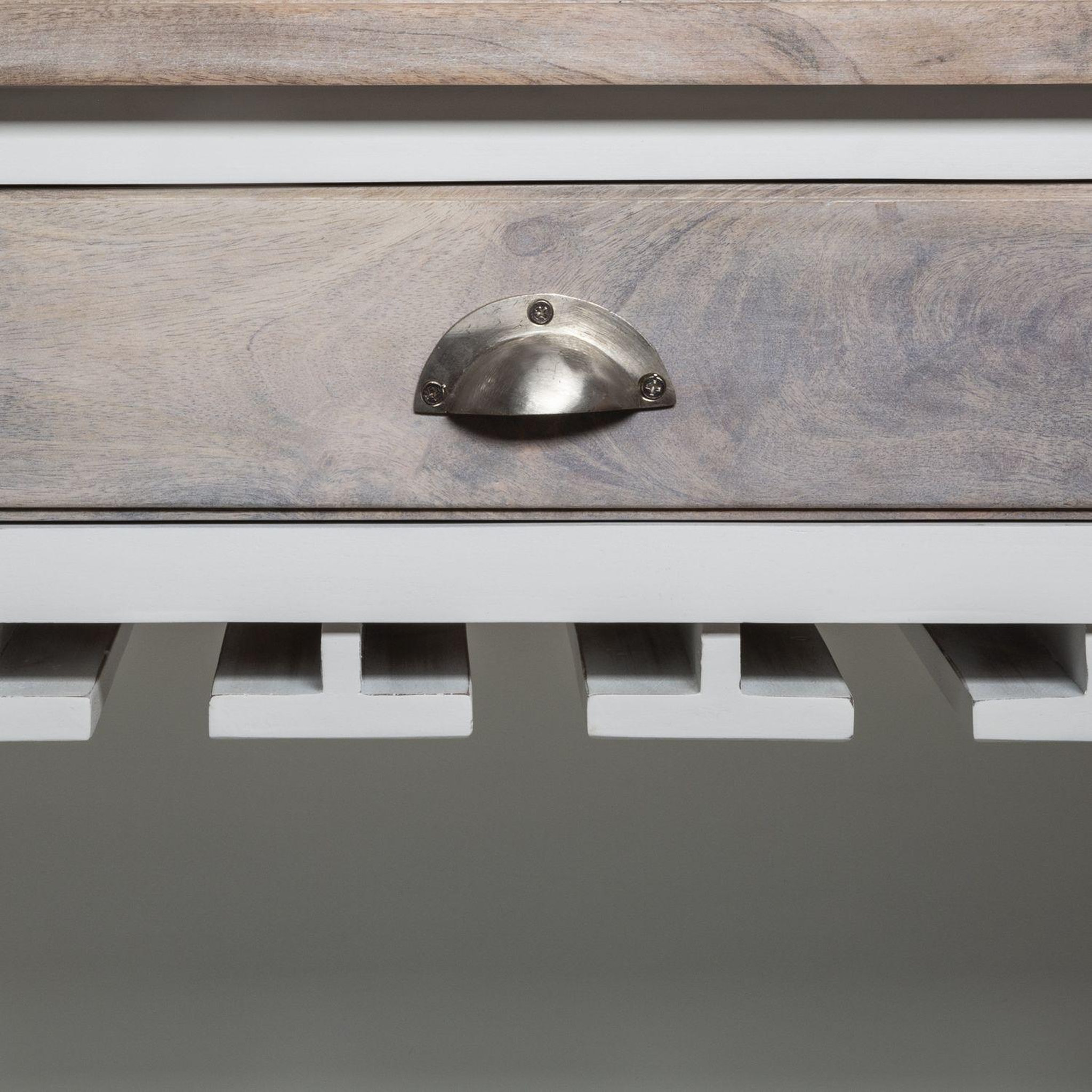 Voir la diapositive 4 : ATMOSPHERA Etagère avec range bouteilles en bois aleria - l. 73 x h. 115 cm - blanc