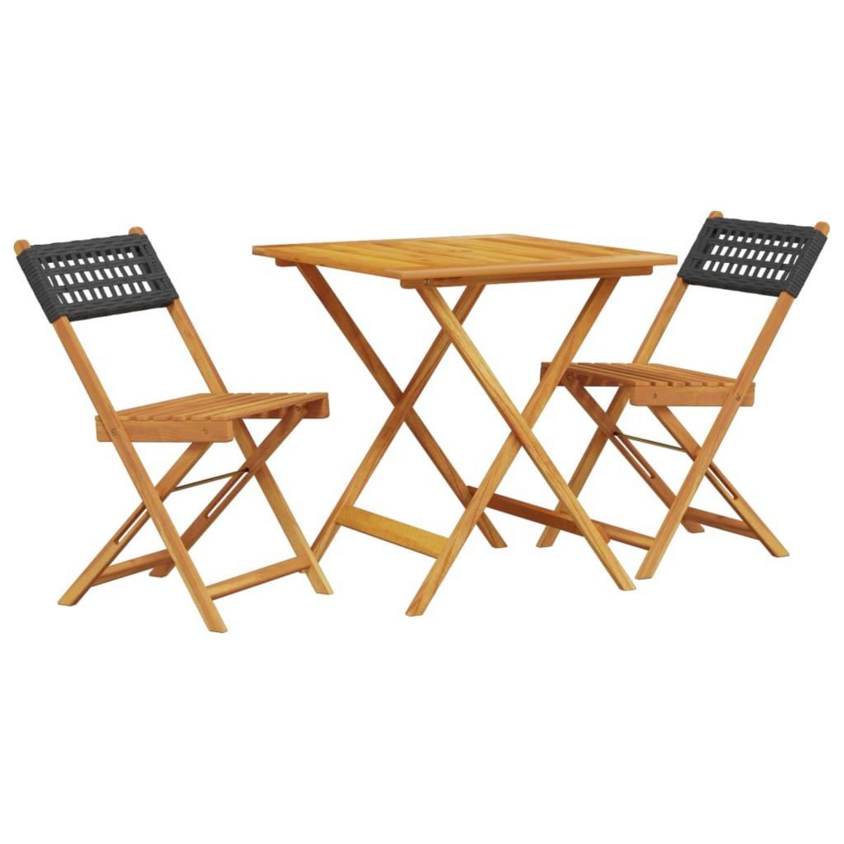 VIDAXL Ensemble de bistro 3 pcs noir resine tressee et bois massif