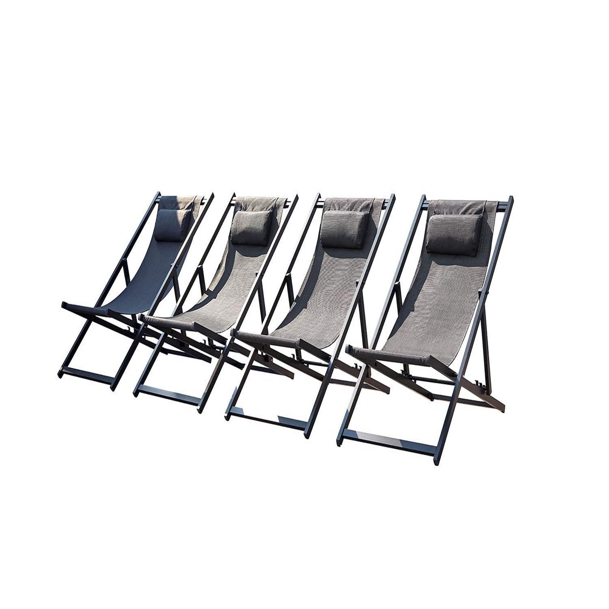 CONCEPT USINE Lot de 4 transats alu gris tevata