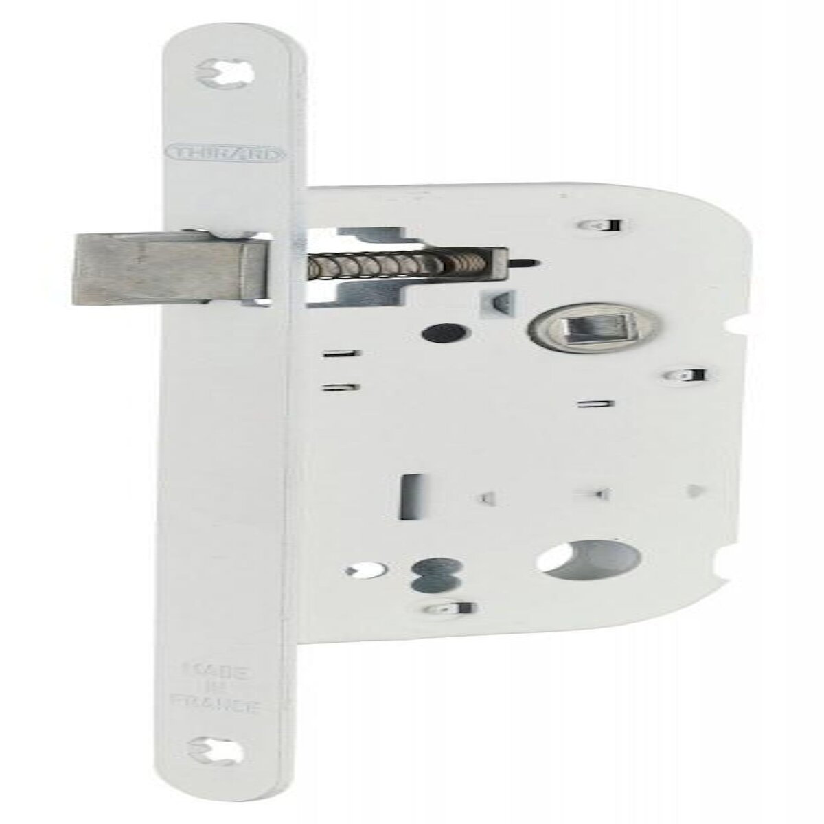 THIRARD Serrure à encastrer réversible axe 40x70mm bec de cane, finition blanc