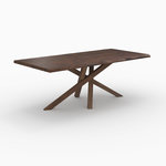 MAISON PAVANE Table rectangulaire en bois d'hévéa massif foncé 8 personnes-Robin