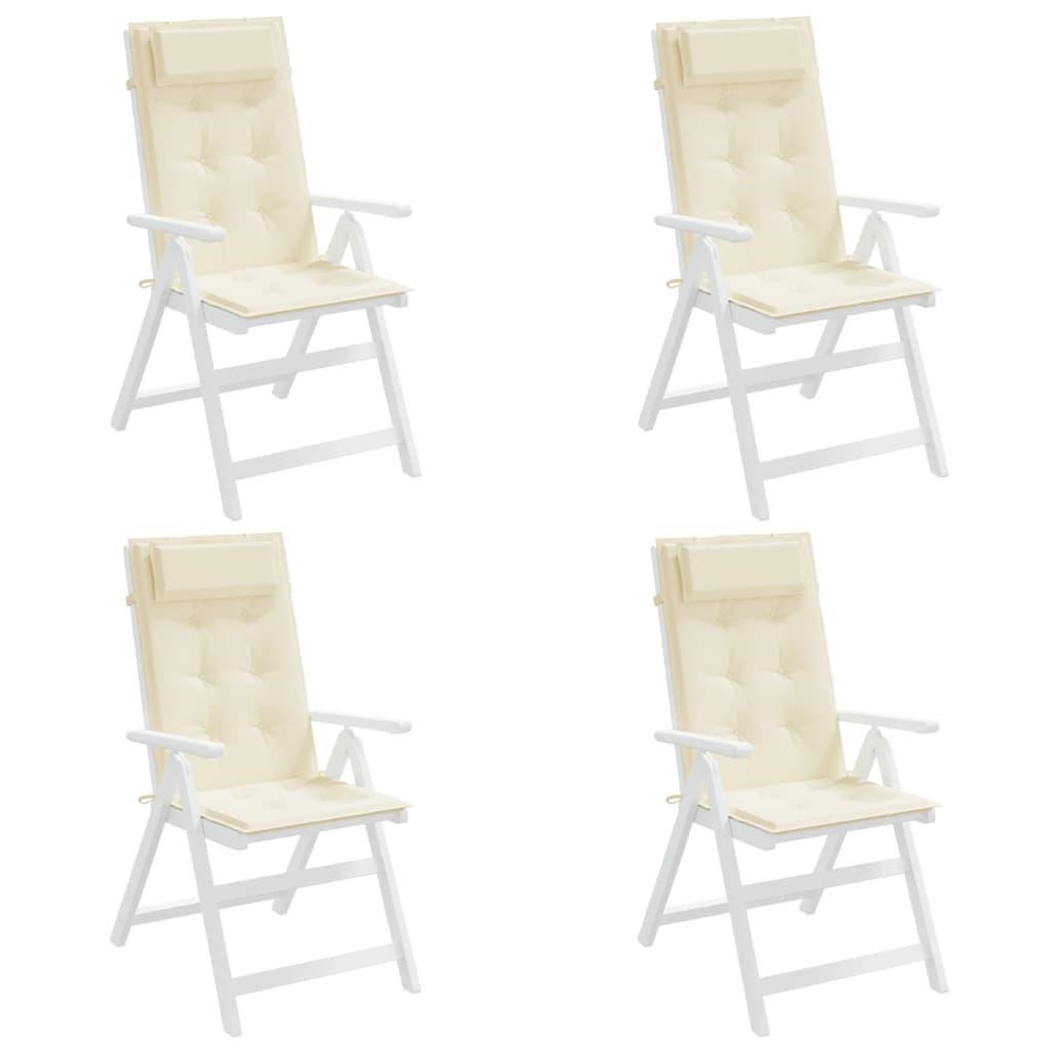 Voir la diapositive 4 : VIDAXL Coussins de chaise a dossier haut lot de 4 creme tissu oxford