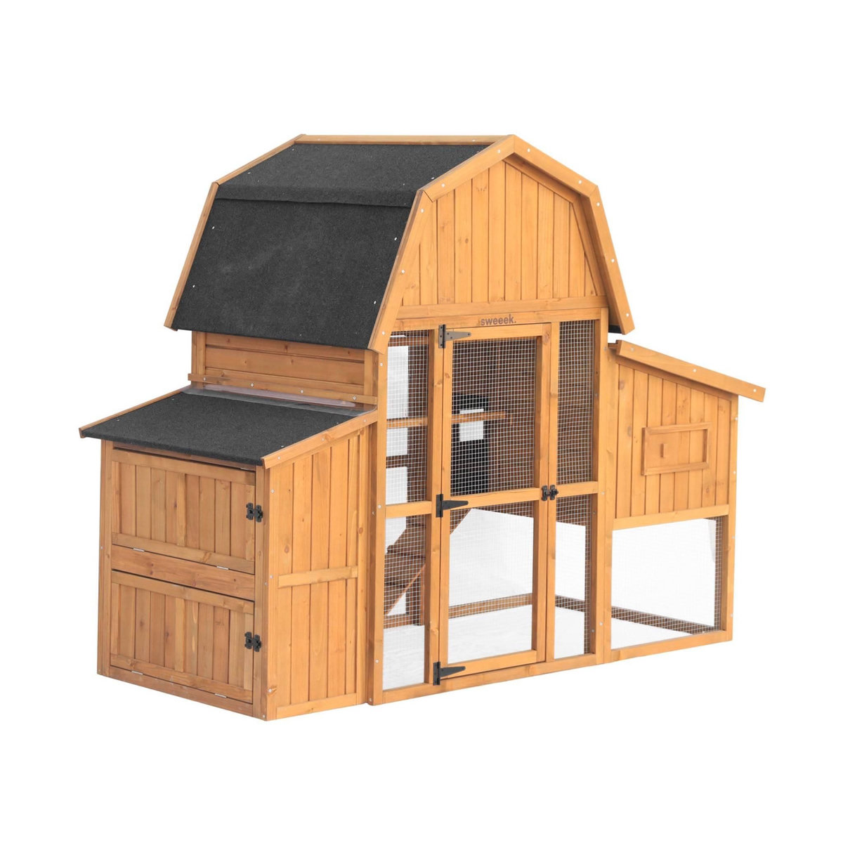 SWEEEK Poulailler 6 poules bois de sapin - 195.5 x 90 x 152.5 cm - Gasconne