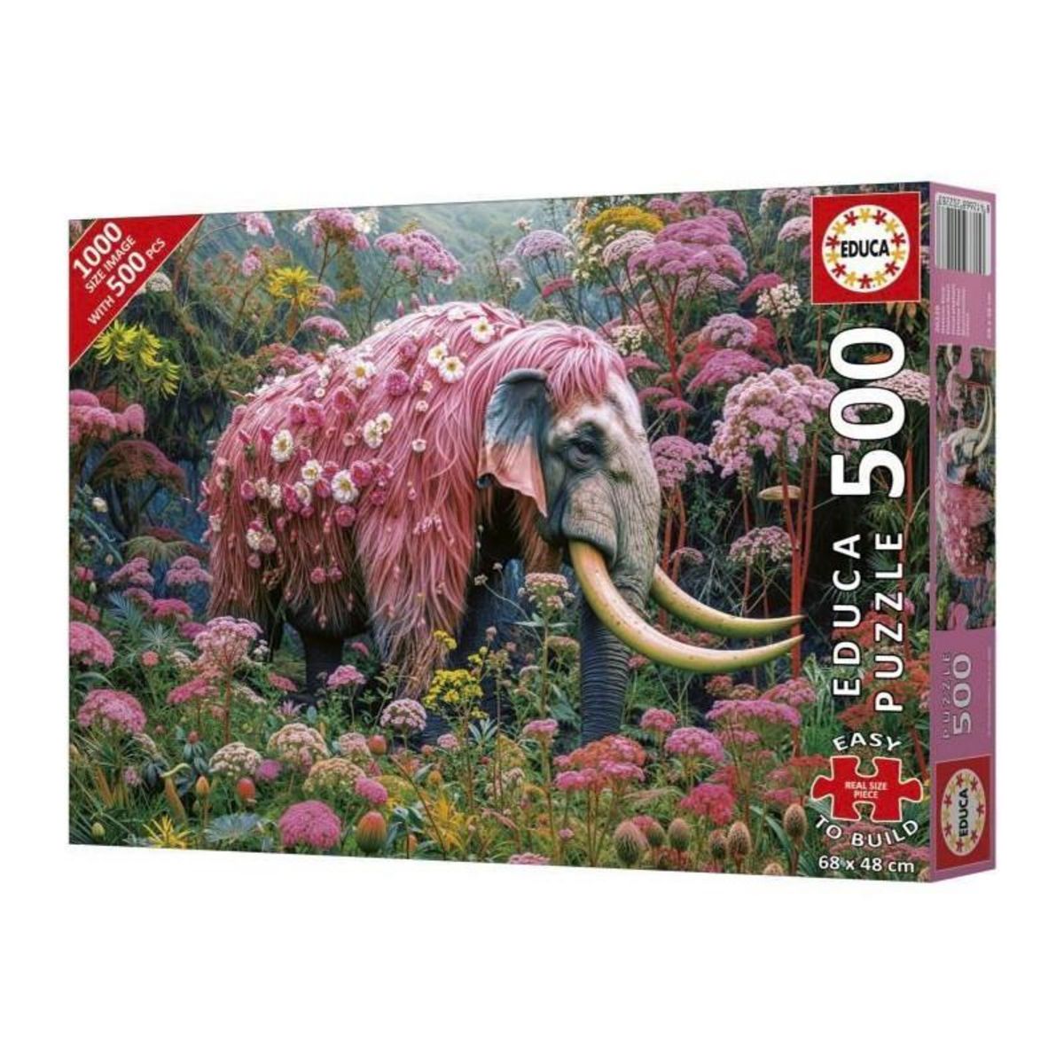 EDUCA Puzzle - EDUCA - Éléphant Fleuri - 500 pieces - Theme Animaux - Pour enfants a partir de 10 ans
