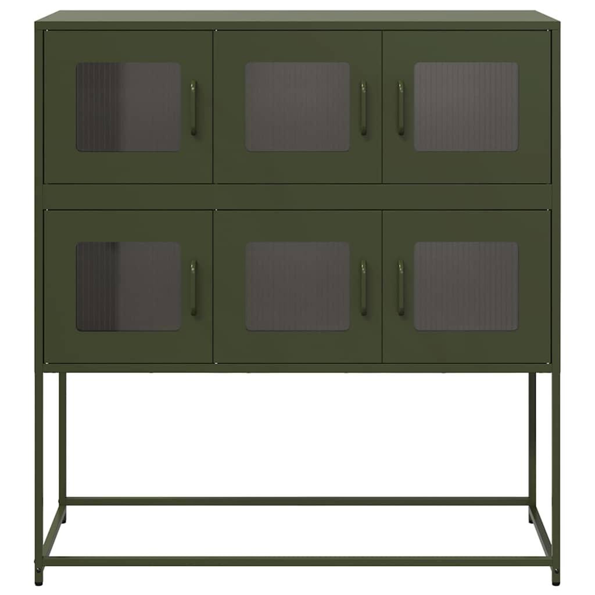 Voir la diapositive 5 : VIDAXL Buffet vert olive 100,5x39x107 cm acier lamine a froid